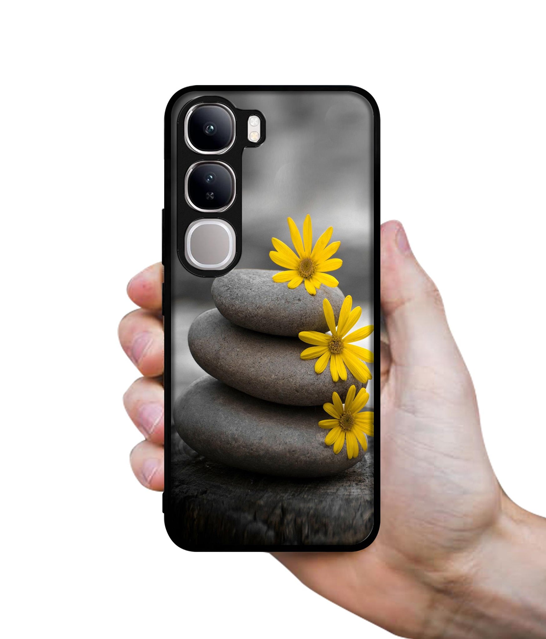 Stones And Flower Design Designer 2D Printed Back Case Cover for Vivo Y300 5G / V40 Lite 5G