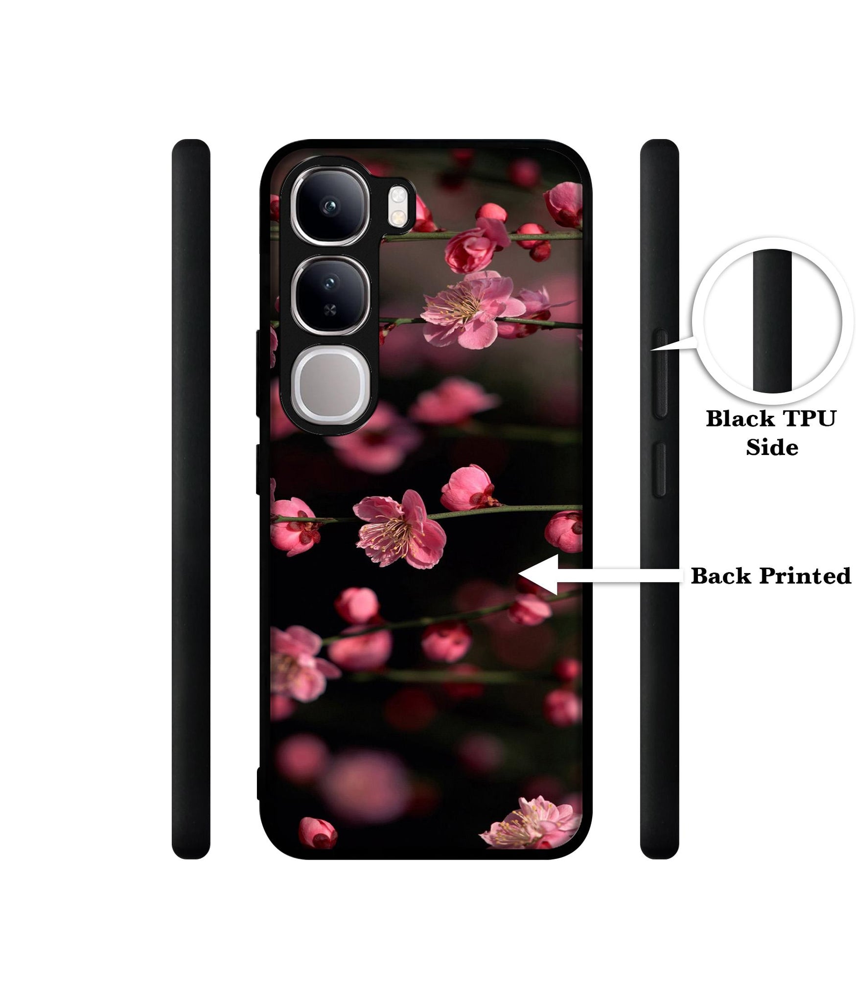 Pink Flowers Design Designer 2D Printed Back Case Cover for Vivo Y300 5G / V40 Lite 5G