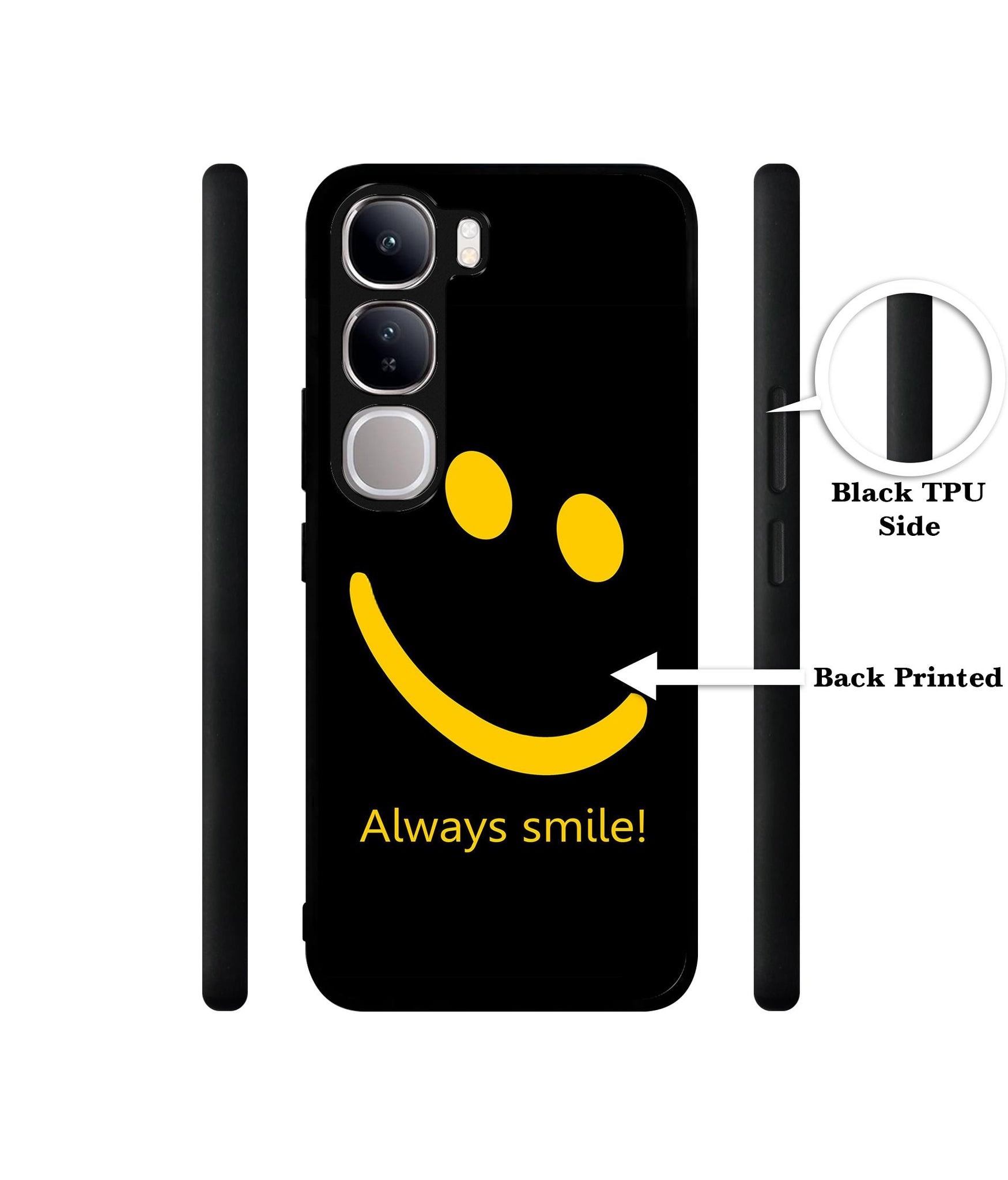 Always Smile Quote Design Designer 2D Printed Back Case Cover for Vivo Y300 5G / V40 Lite 5G