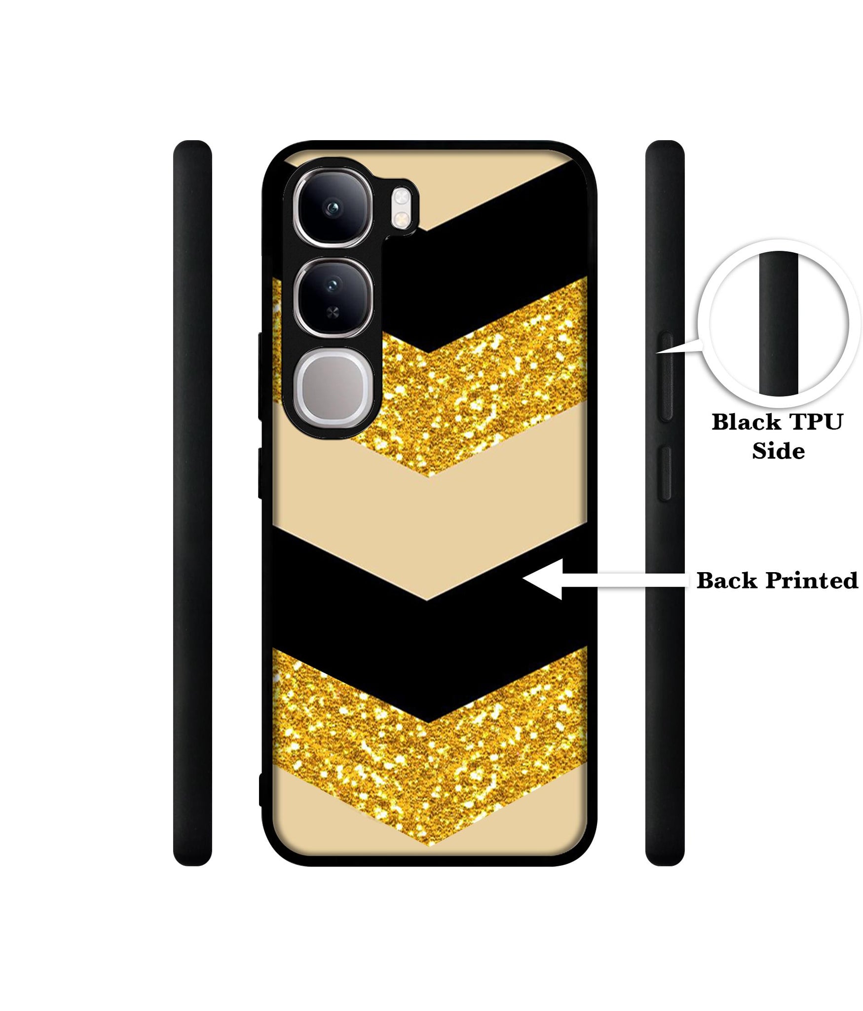 Black & Gold Design Designer 2D Printed Back Case Cover for Vivo Y300 5G / V40 Lite 5G