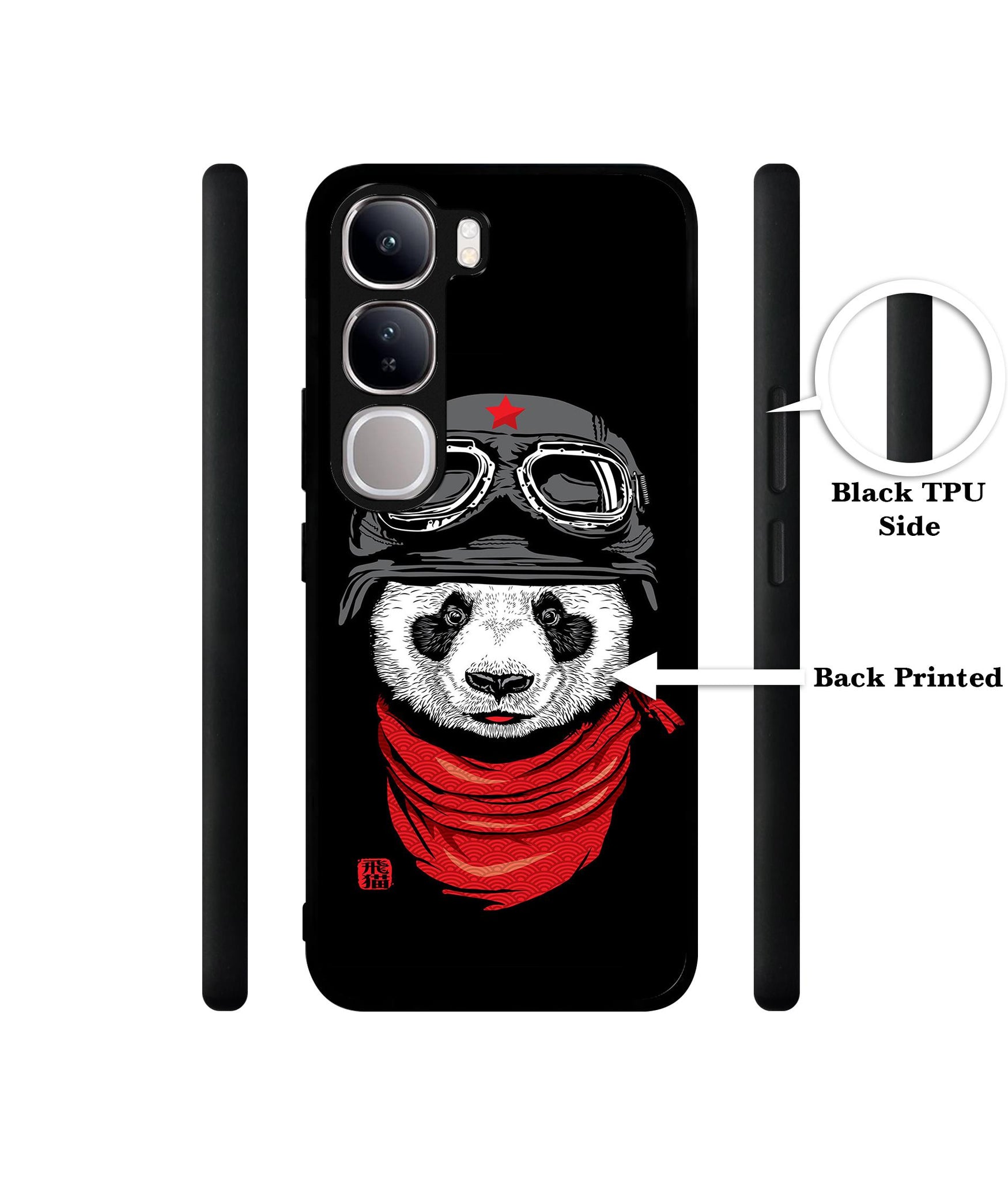 Biker Panda Design Designer 2D Printed Back Case Cover for Vivo Y300 5G / V40 Lite 5G