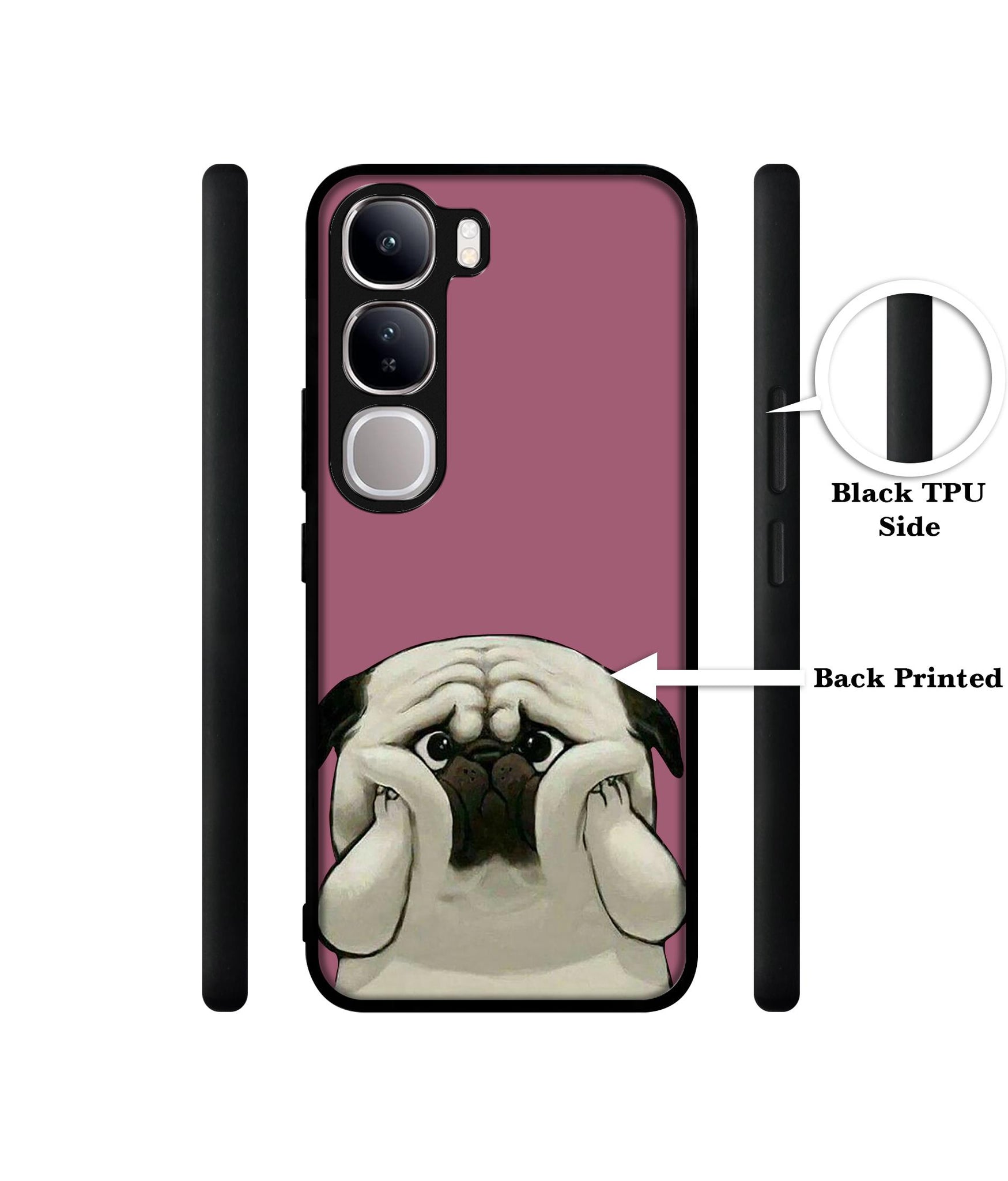 Cute Pug Holding Big Cheeks Design Designer 2D Printed Back Case Cover for Vivo Y300 5G / V40 Lite 5G