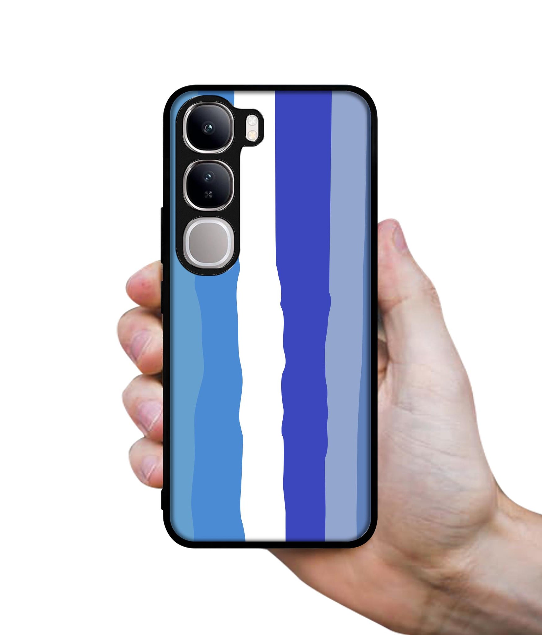 Blue Stripes Rainbow Design Designer 2D Printed Back Case Cover for Vivo Y300 5G / V40 Lite 5G