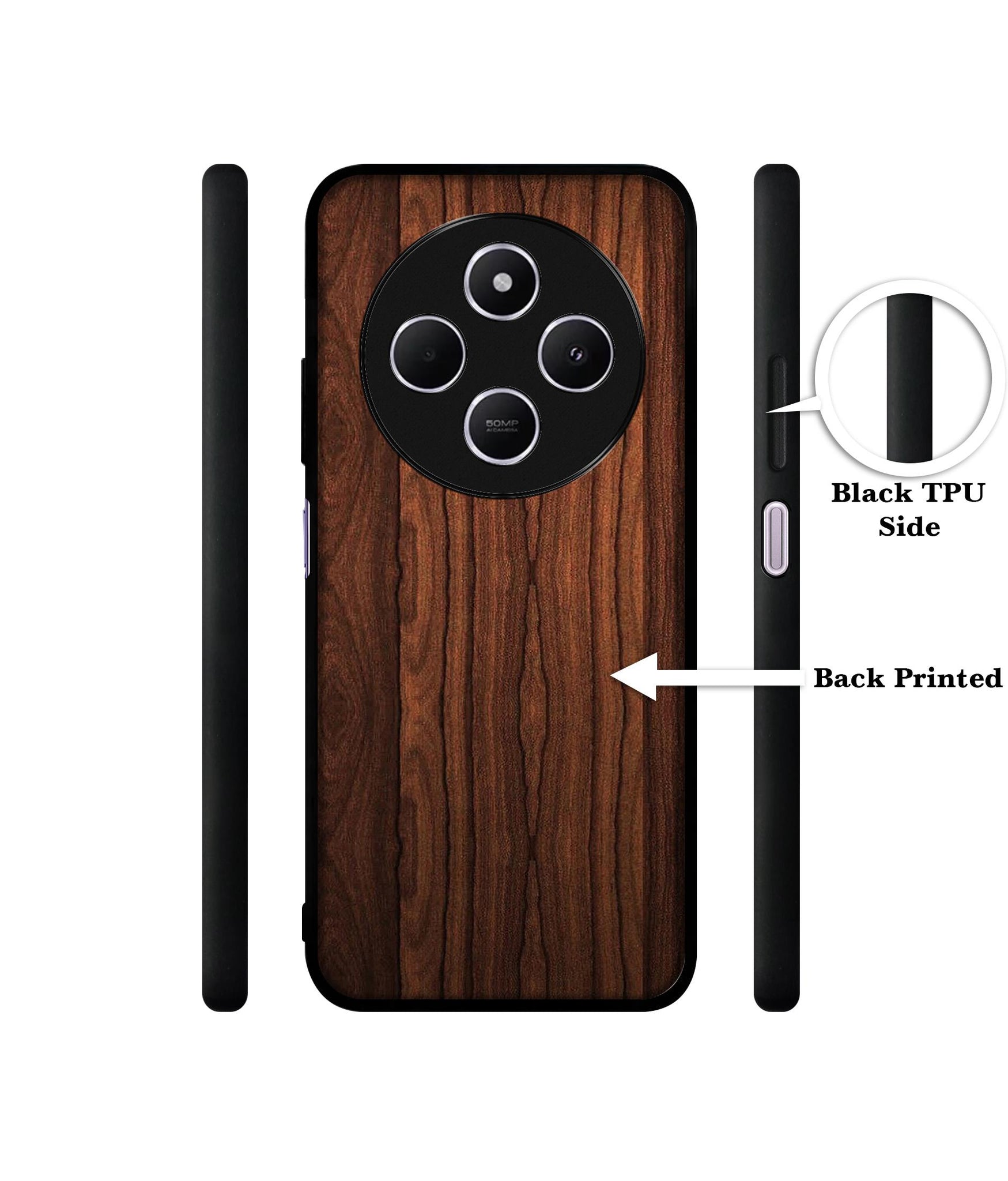 Brown Wooden Texture Design Designer 2D Printed Back Case Cover for Mi Redmi A4 5G / 14C 5G / 14R 5G / Poco C75 5G