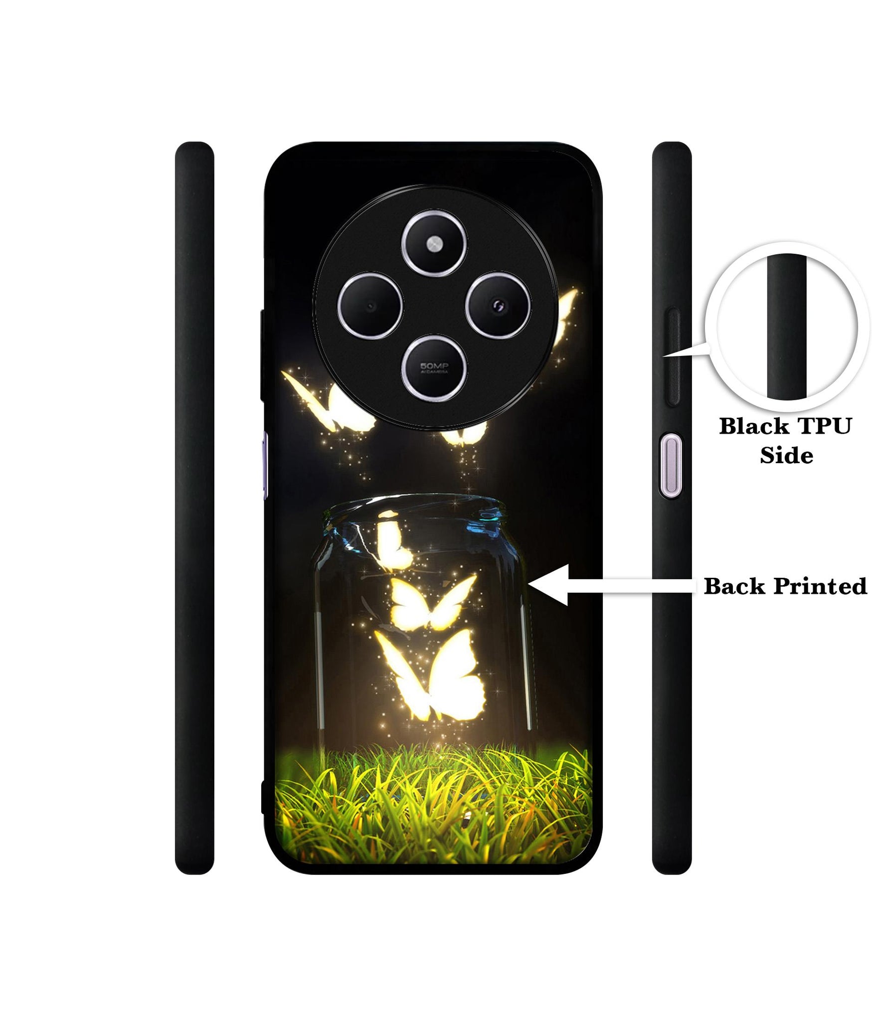 Butterfly Design Designer 2D Printed Back Case Cover for Mi Redmi A4 5G / 14C 5G / 14R 5G / Poco C75 5G