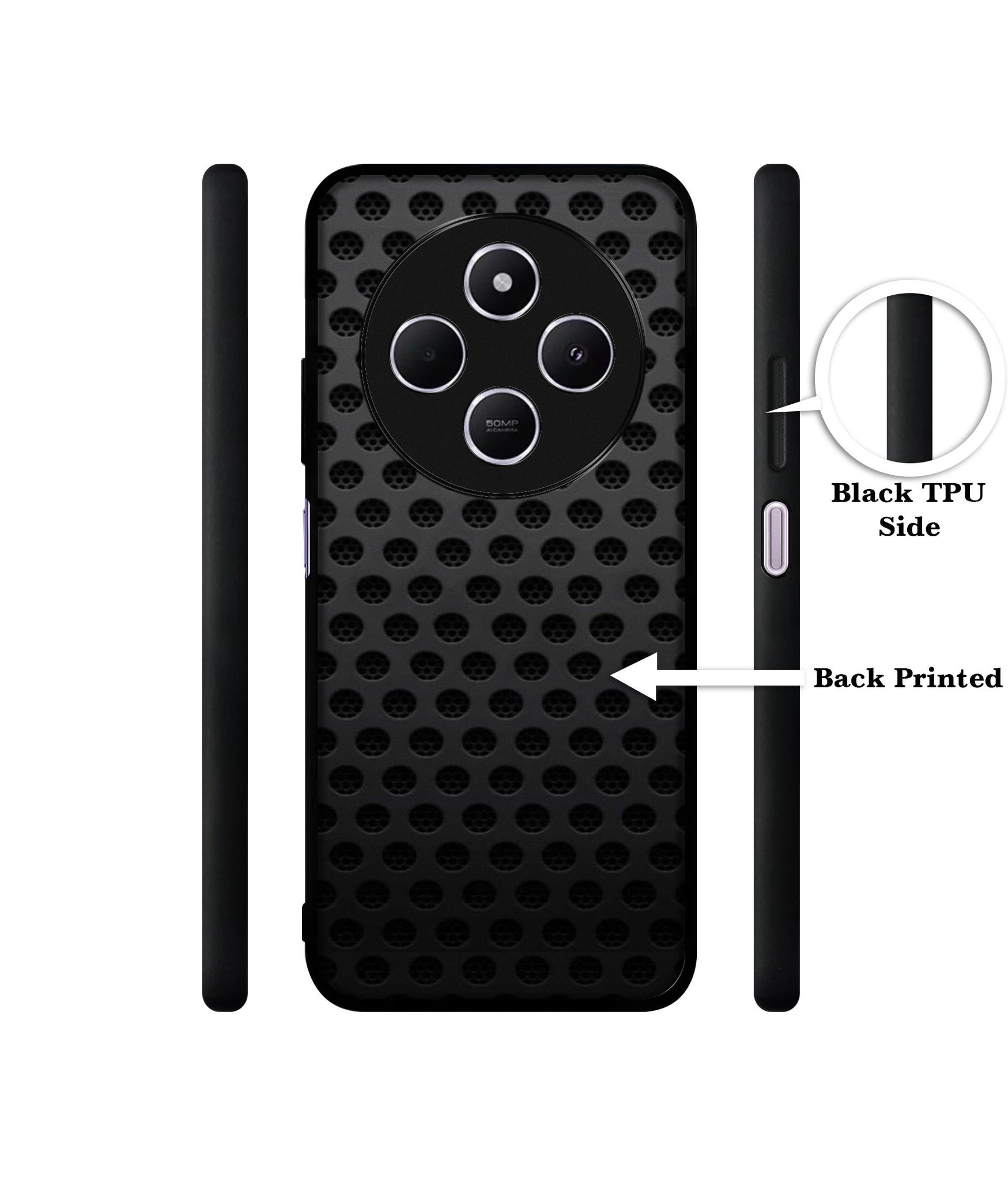 Black Circle Design Designer 2D Printed Back Case Cover for Mi Redmi A4 5G / 14C 5G / 14R 5G / Poco C75 5G