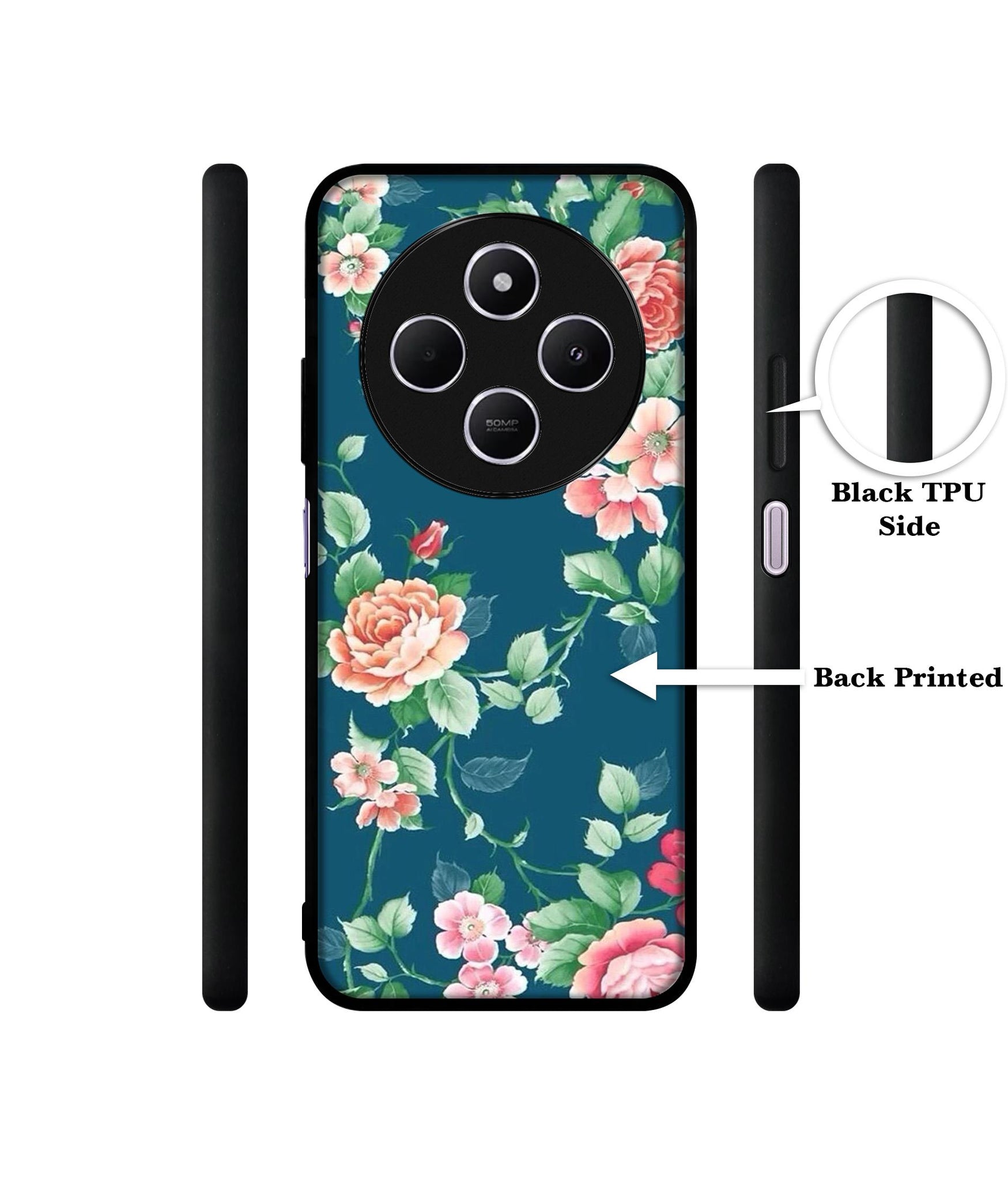 Vintage Floral Design Designer 2D Printed Back Case Cover for Mi Redmi A4 5G / 14C 5G / 14R 5G / Poco C75 5G