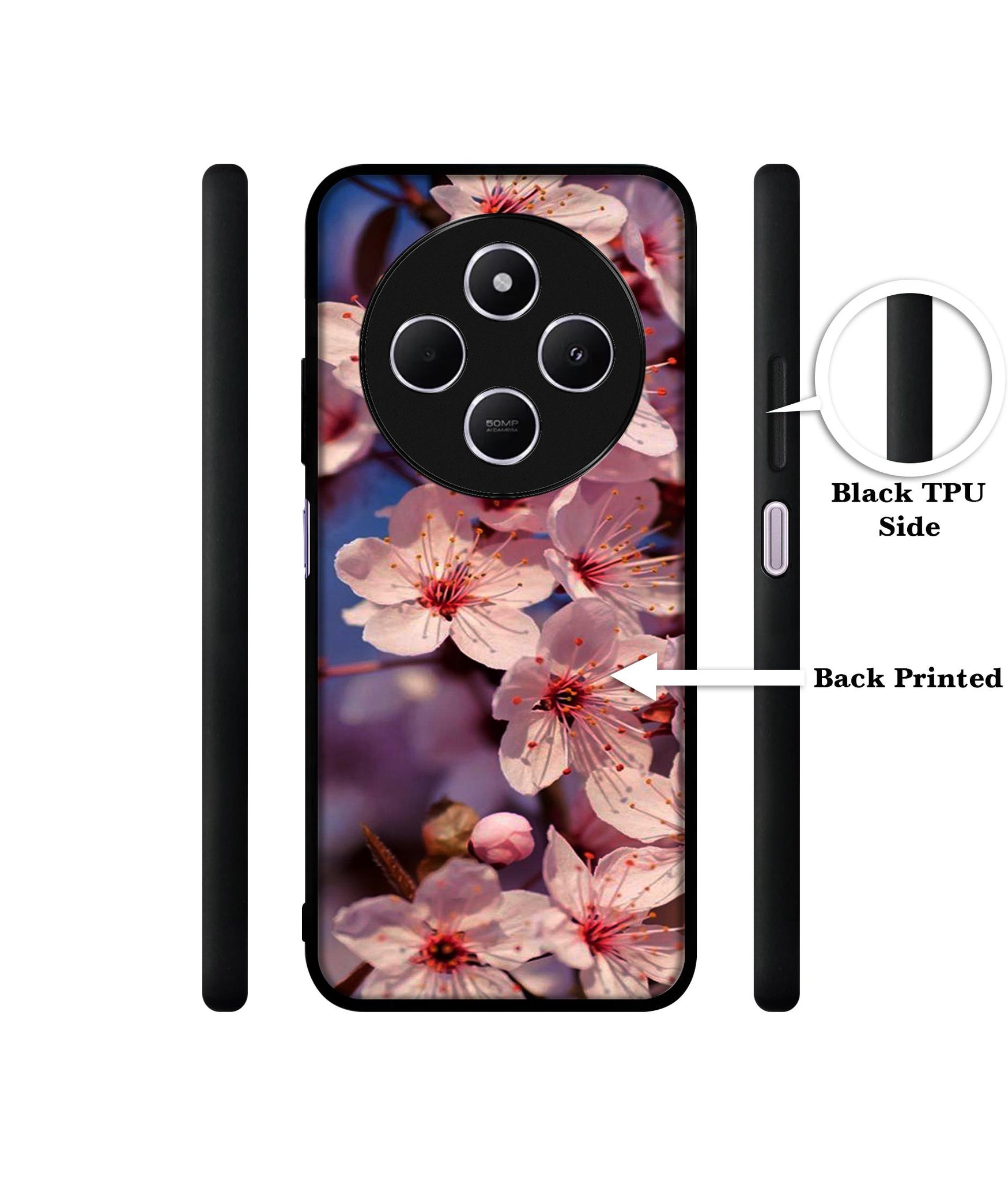 Pink Flowers Pattern Design Designer 2D Printed Back Case Cover for Mi Redmi A4 5G / 14C 5G / 14R 5G / Poco C75 5G