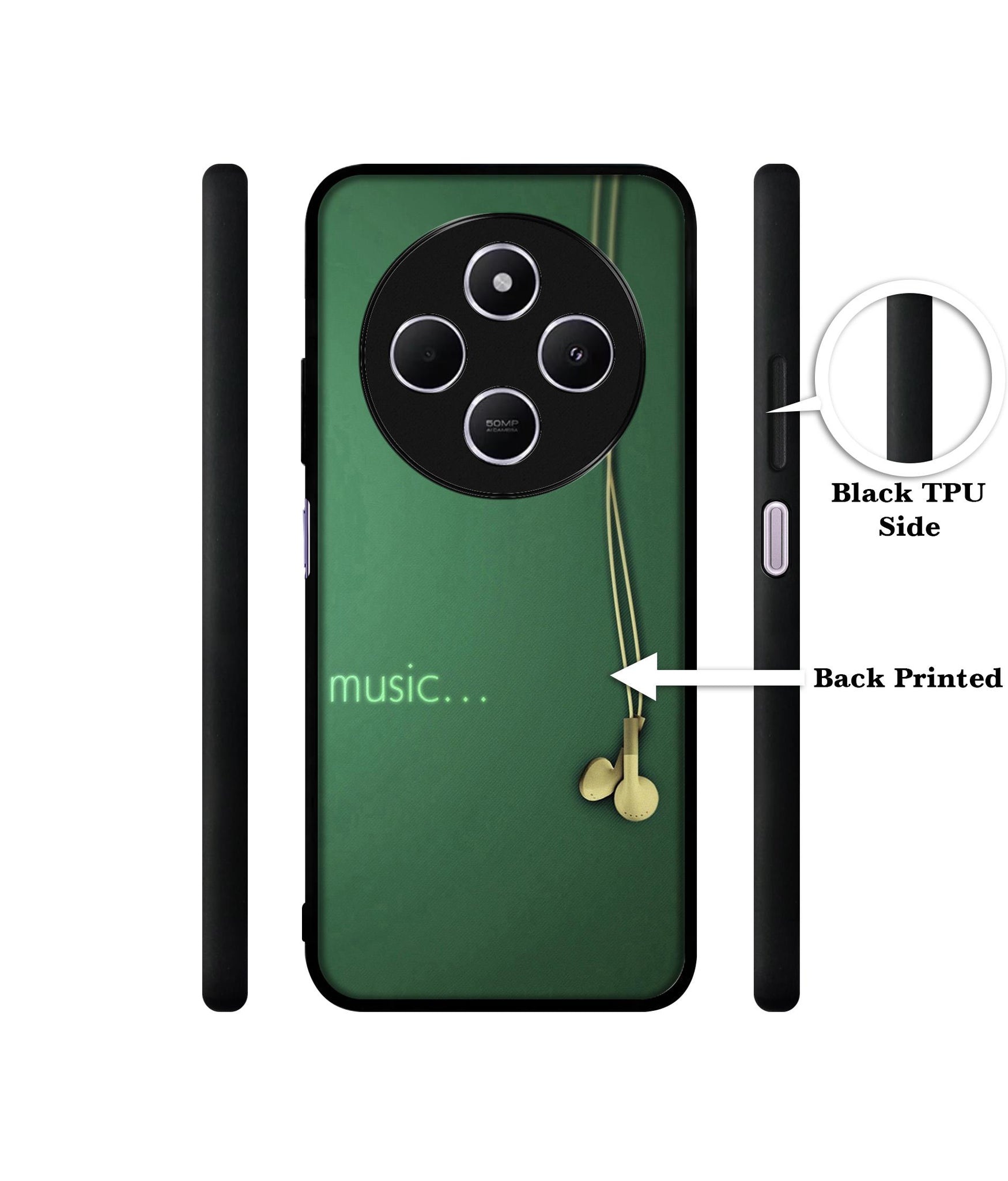 Headphone Music Design Designer 2D Printed Back Case Cover for Mi Redmi A4 5G / 14C 5G / 14R 5G / Poco C75 5G