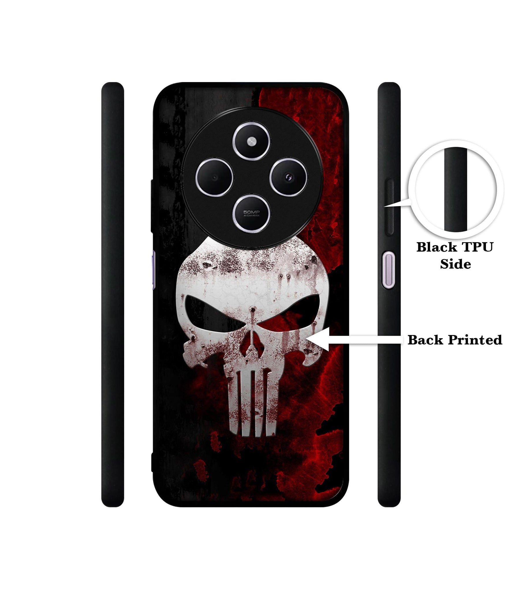 Punisher Skull Design Designer 2D Printed Back Case Cover for Mi Redmi A4 5G / 14C 5G / 14R 5G / Poco C75 5G