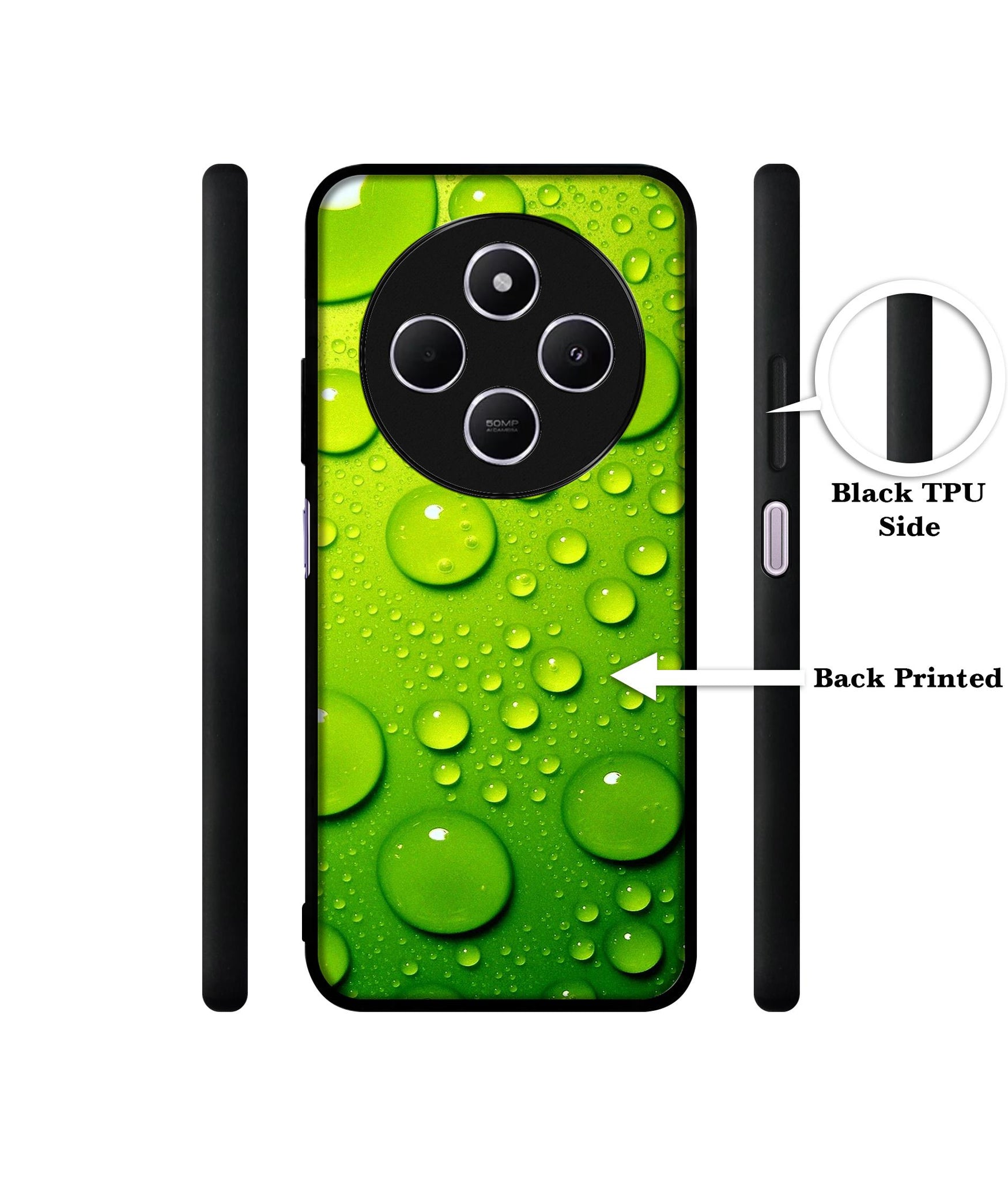 Green Bubbles Design Designer 2D Printed Back Case Cover for Mi Redmi A4 5G / 14C 5G / 14R 5G / Poco C75 5G