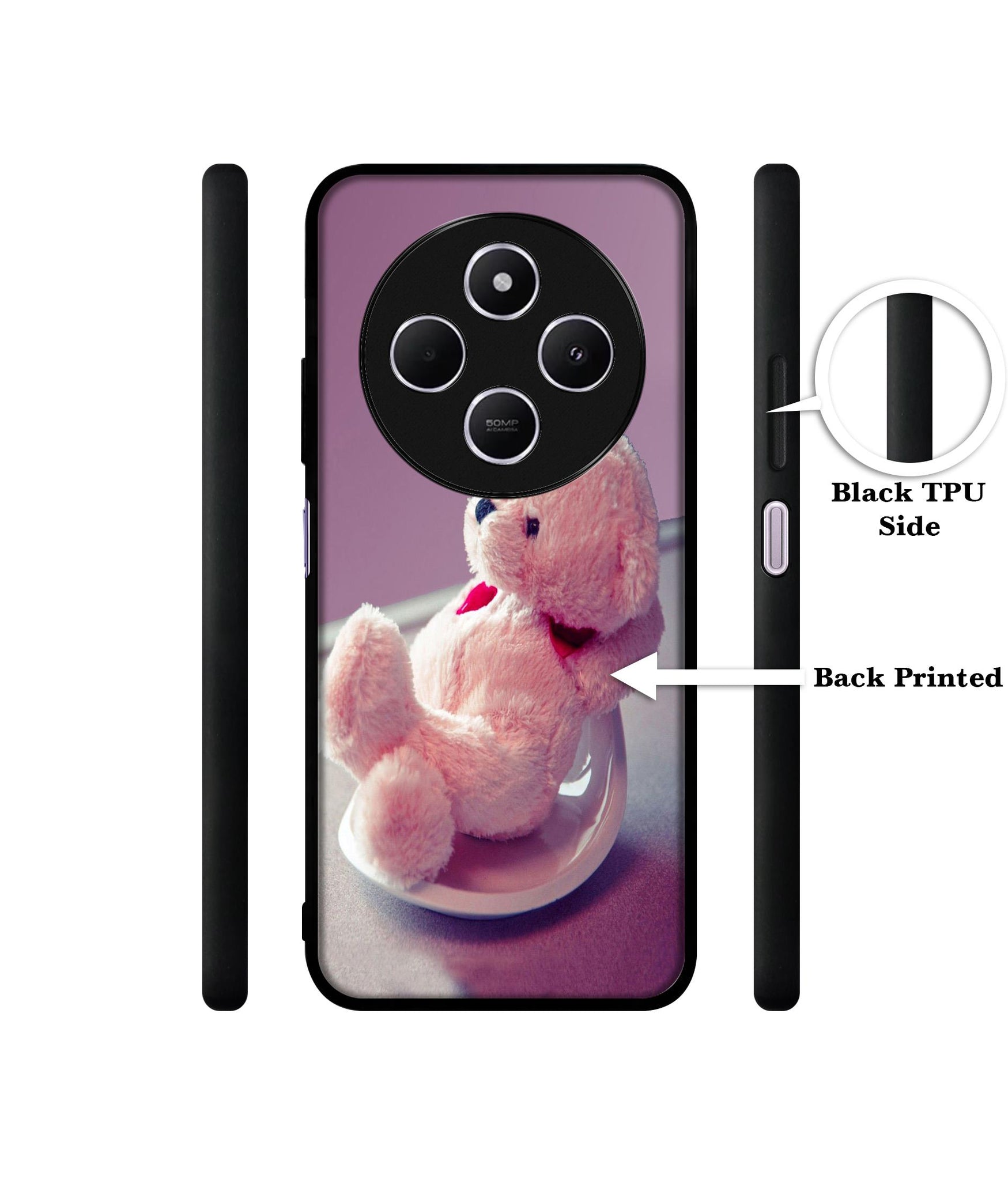 Cute Teddy Bear Design Designer 2D Printed Back Case Cover for Mi Redmi A4 5G / 14C 5G / 14R 5G / Poco C75 5G
