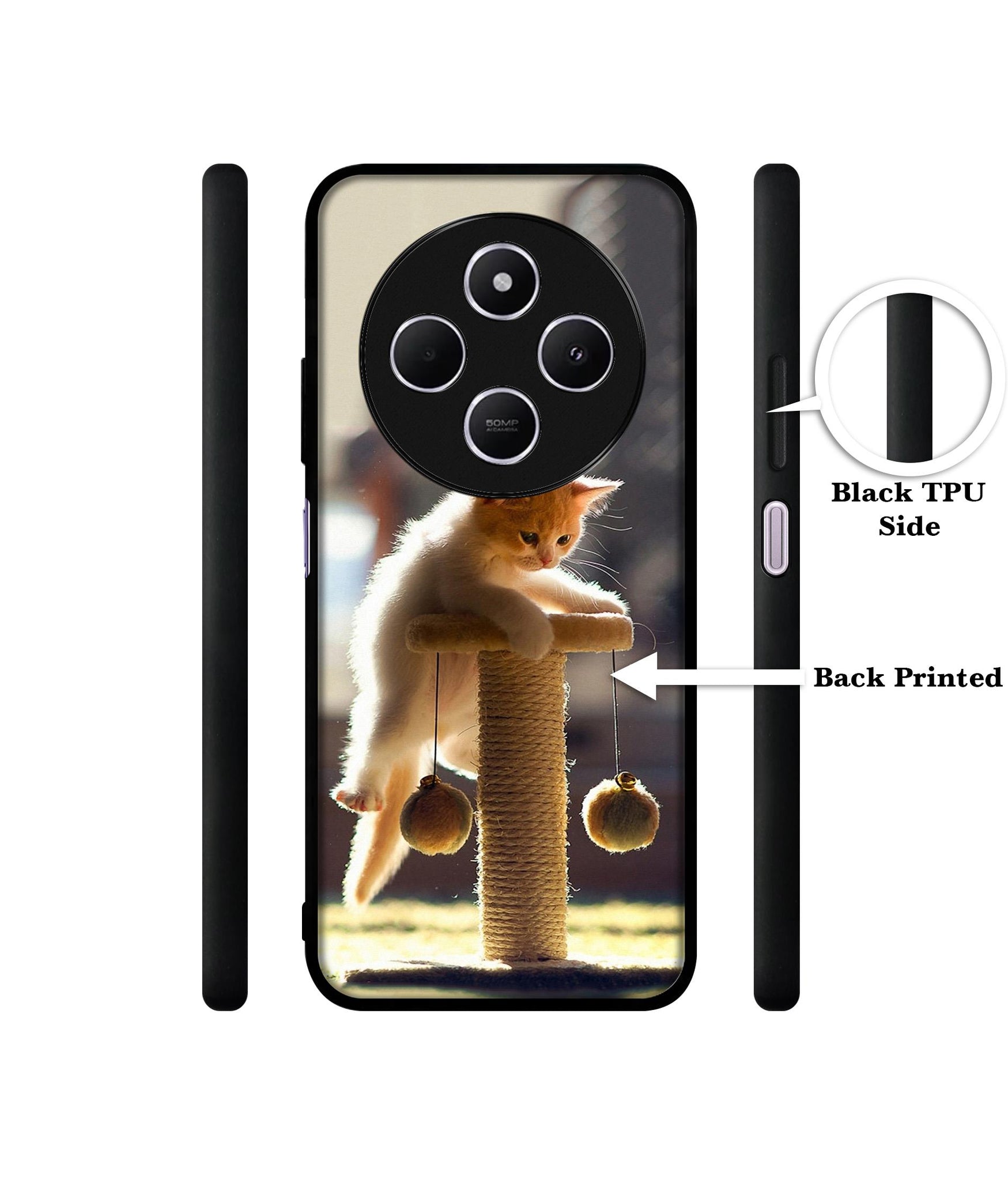 Cat Climbing Design Designer 2D Printed Back Case Cover for Mi Redmi A4 5G / 14C 5G / 14R 5G / Poco C75 5G