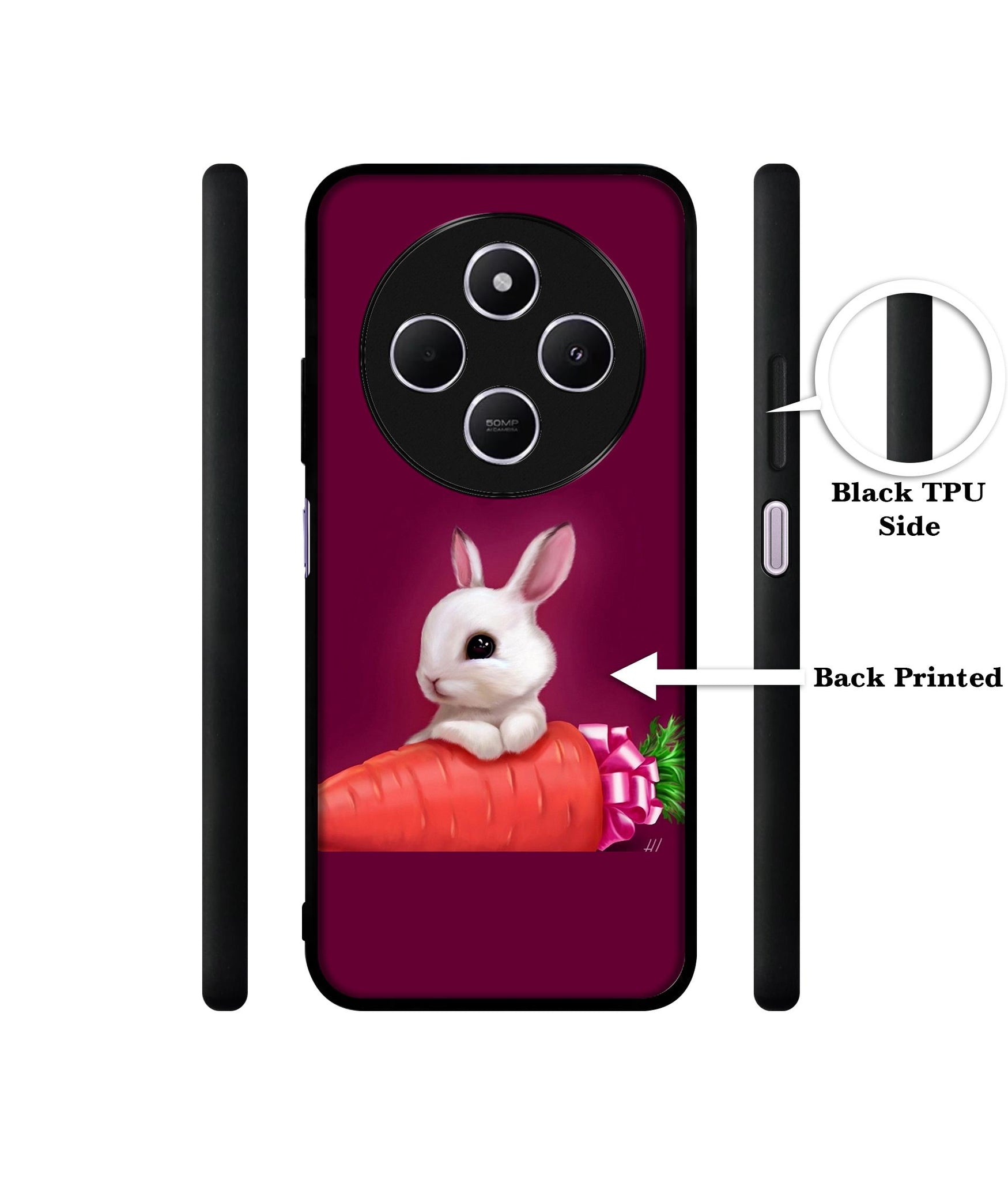 Bunny With Carrot Design Designer 2D Printed Back Case Cover for Mi Redmi A4 5G / 14C 5G / 14R 5G / Poco C75 5G