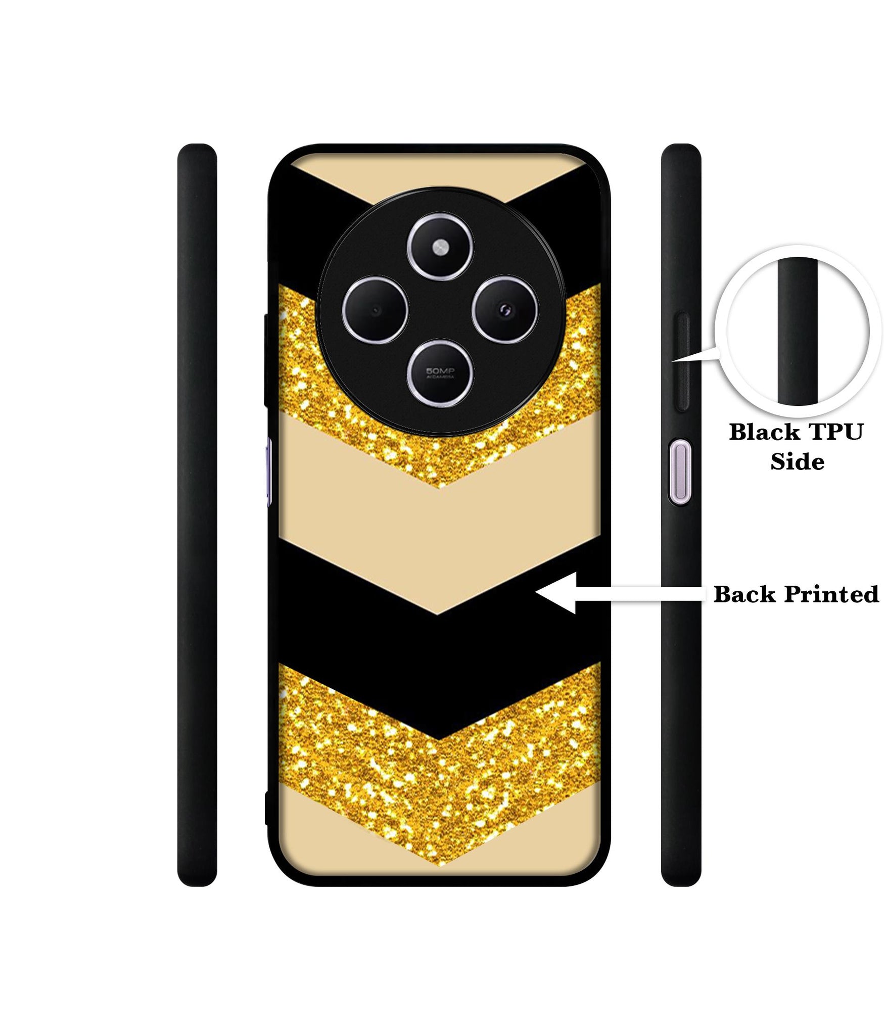 Black & Gold Design Designer 2D Printed Back Case Cover for Mi Redmi A4 5G / 14C 5G / 14R 5G / Poco C75 5G