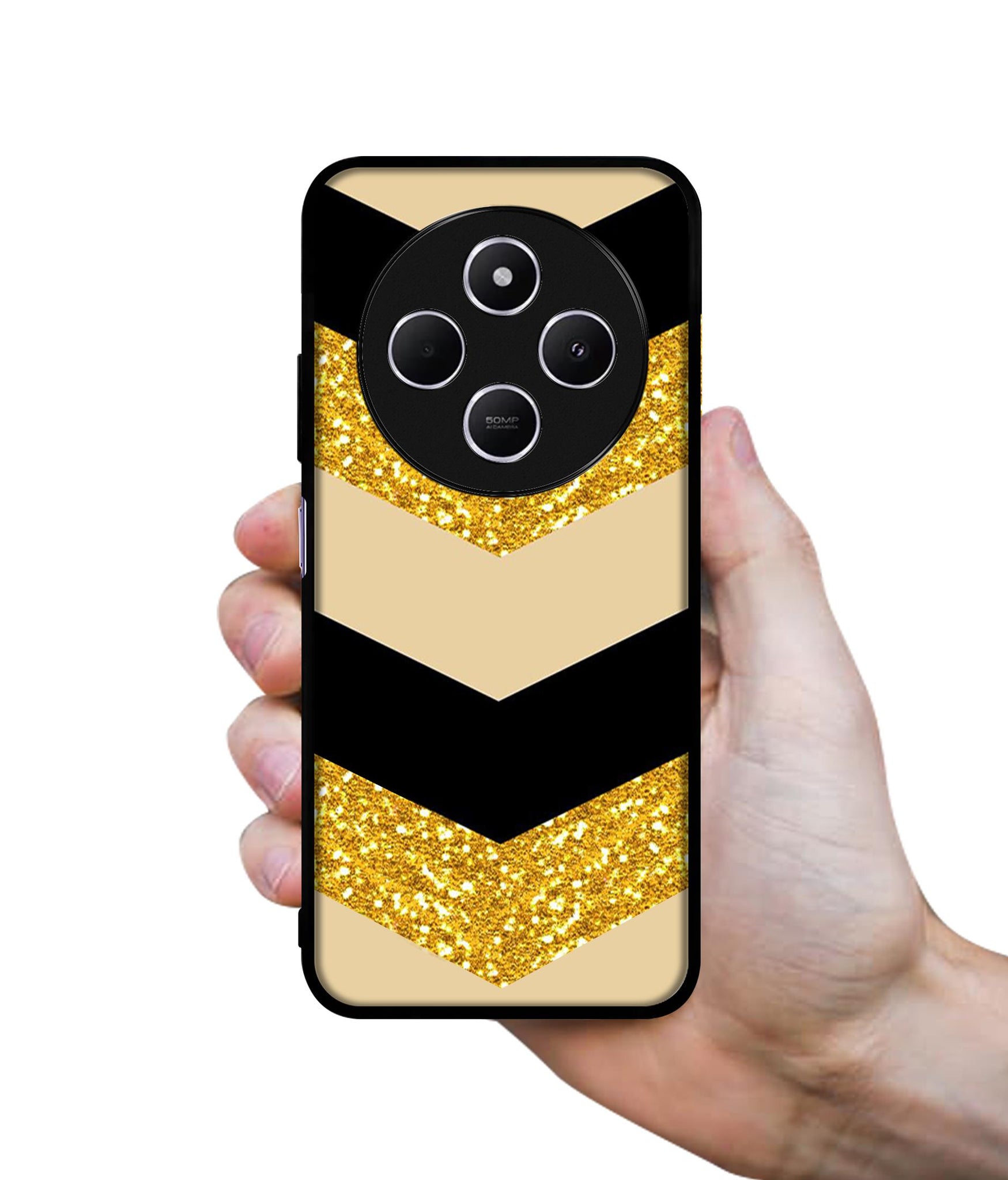 Black & Gold Design Designer 2D Printed Back Case Cover for Mi Redmi A4 5G / 14C 5G / 14R 5G / Poco C75 5G