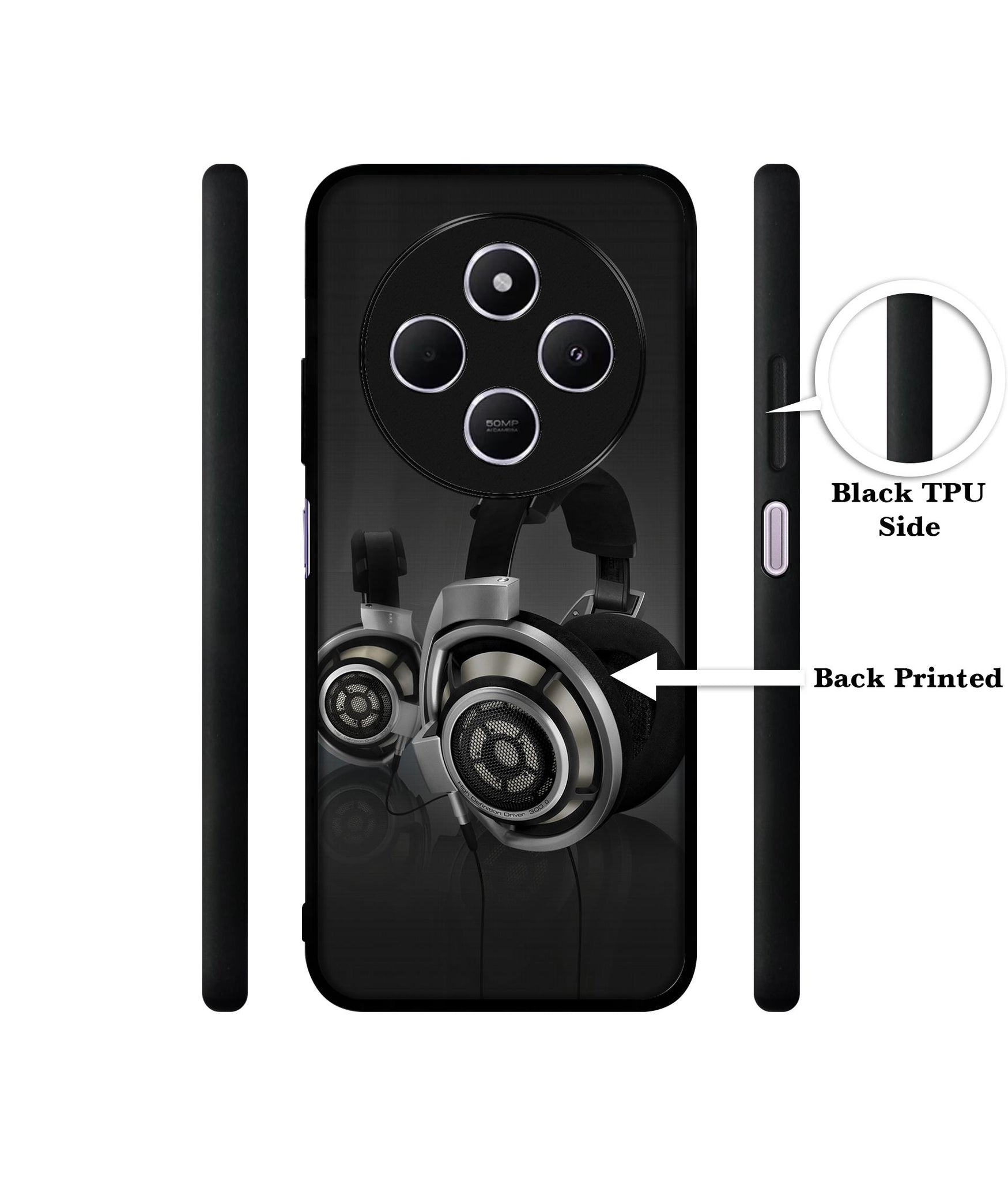 Head Phone Design Designer 2D Printed Back Case Cover for Mi Redmi A4 5G / 14C 5G / 14R 5G / Poco C75 5G