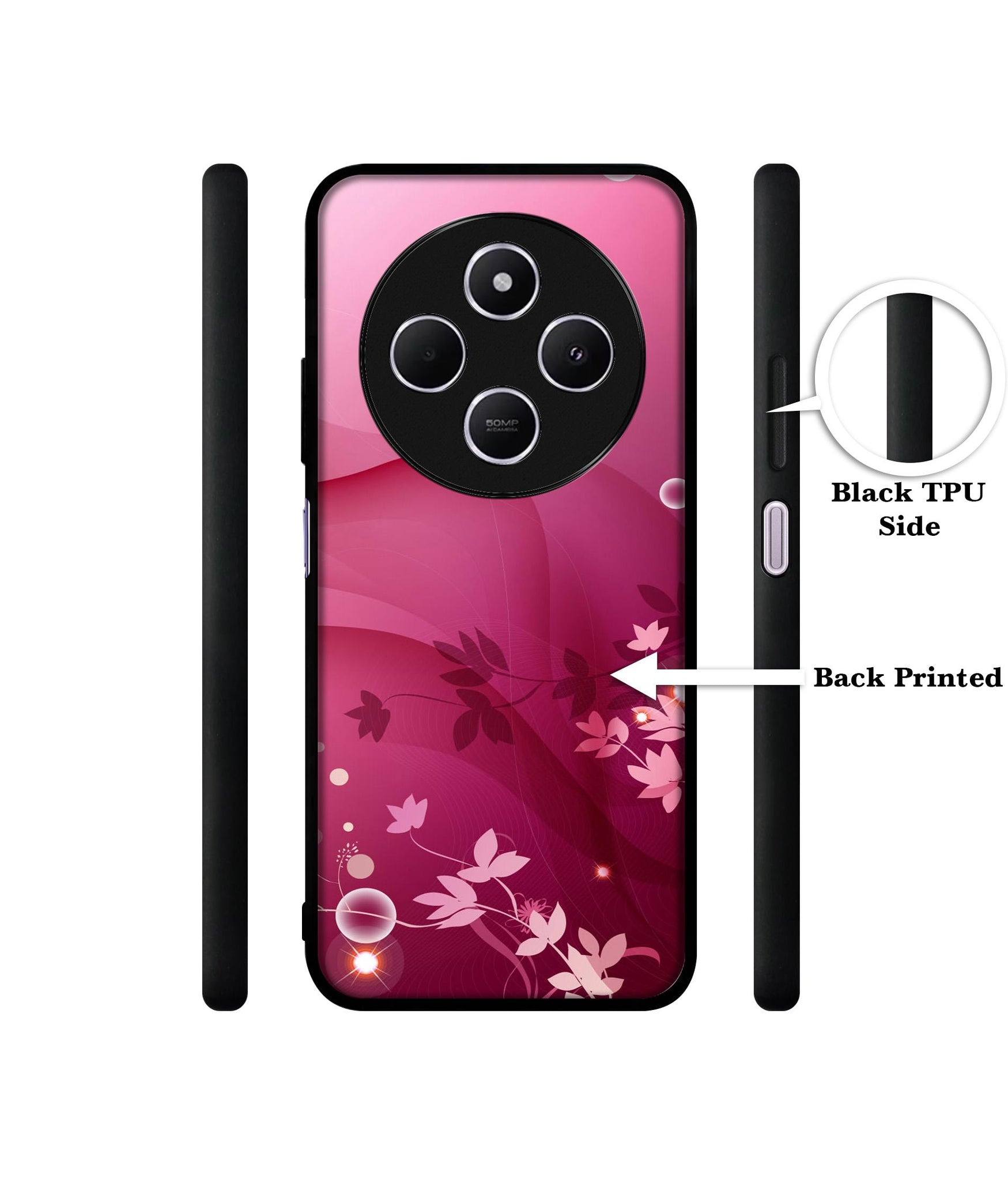 Pink Abstract Design Designer 2D Printed Back Case Cover for Mi Redmi A4 5G / 14C 5G / 14R 5G / Poco C75 5G