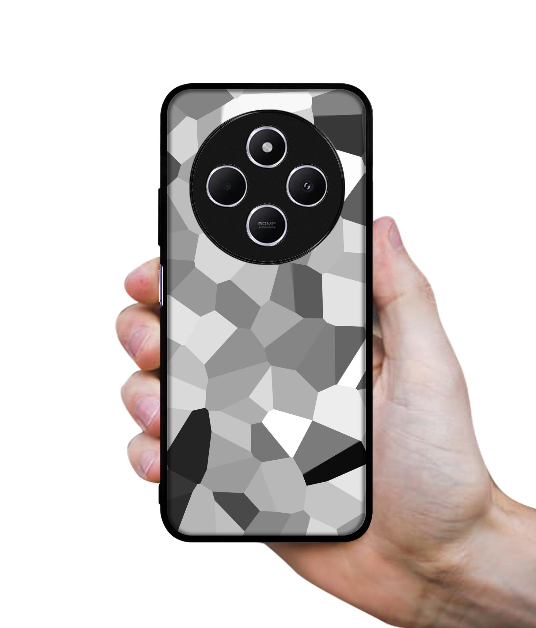 Black & White Mathematical Shape Design Designer 2D Printed Back Case Cover for Mi Redmi A4 5G / 14C 5G / 14R 5G / Poco C75 5G