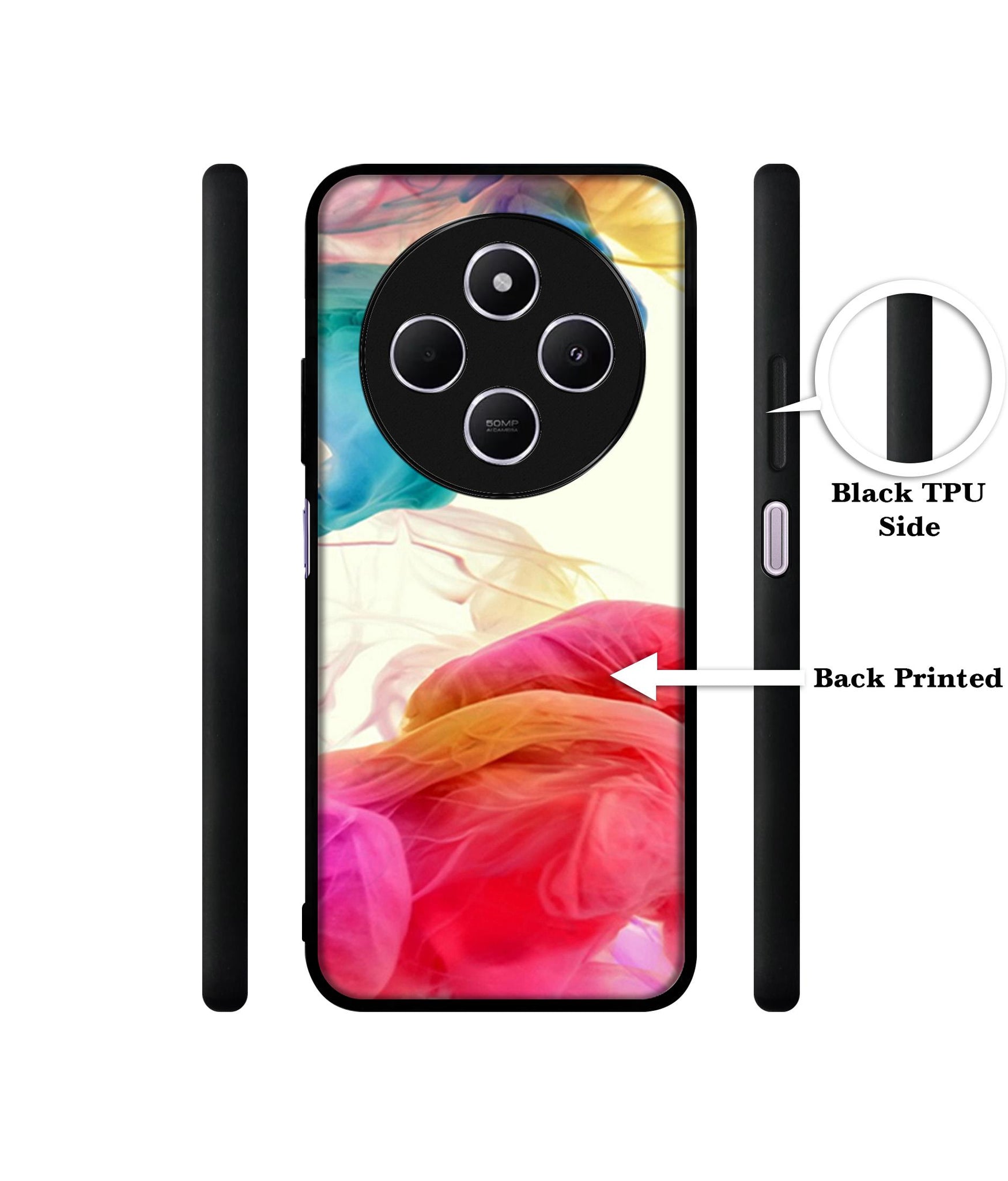 Colored Smoke Design Designer 2D Printed Back Case Cover for Mi Redmi A4 5G / 14C 5G / 14R 5G / Poco C75 5G