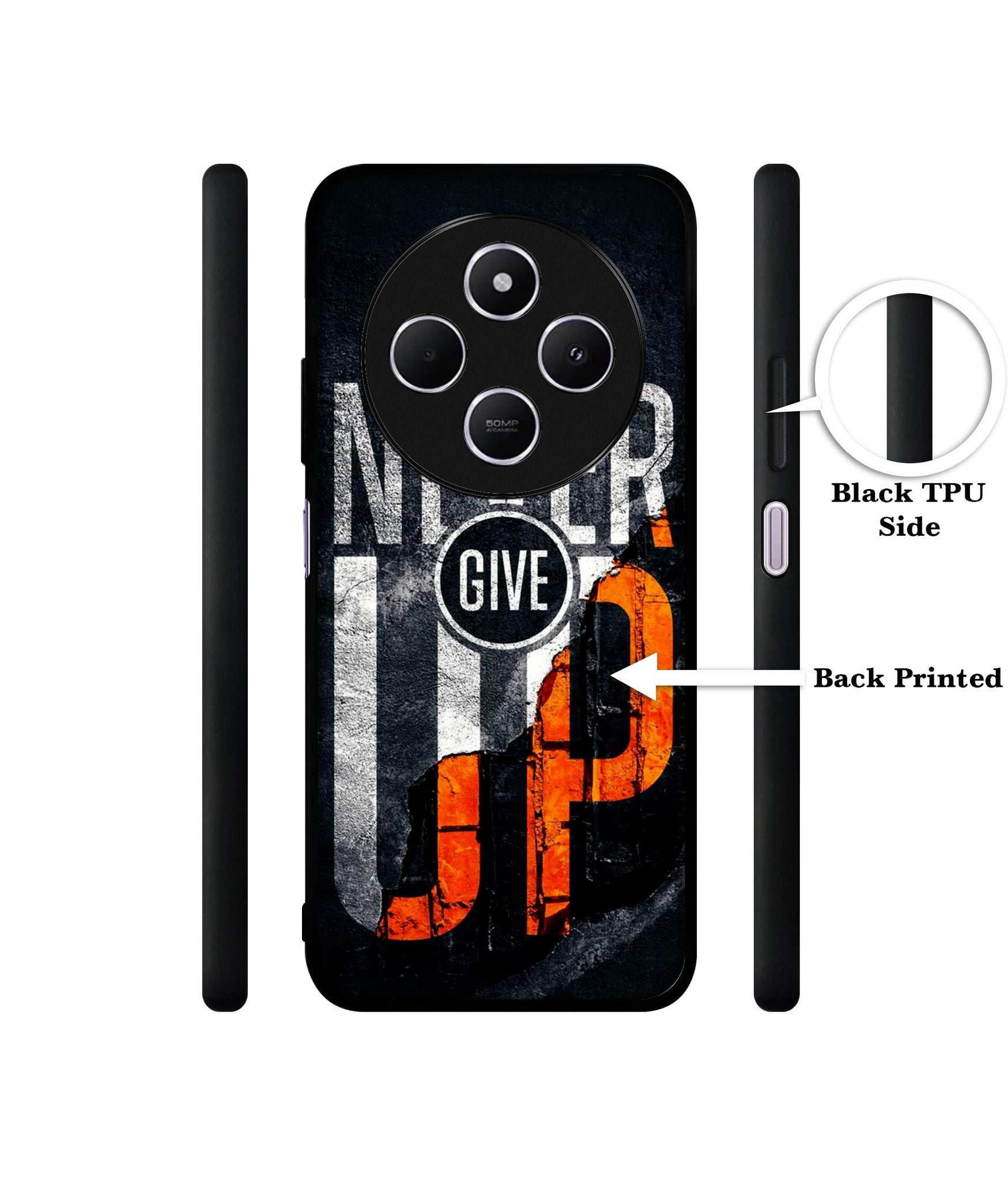 Never Give Up Design Designer 2D Printed Back Case Cover for Mi Redmi A4 5G / 14C 5G / 14R 5G / Poco C75 5G