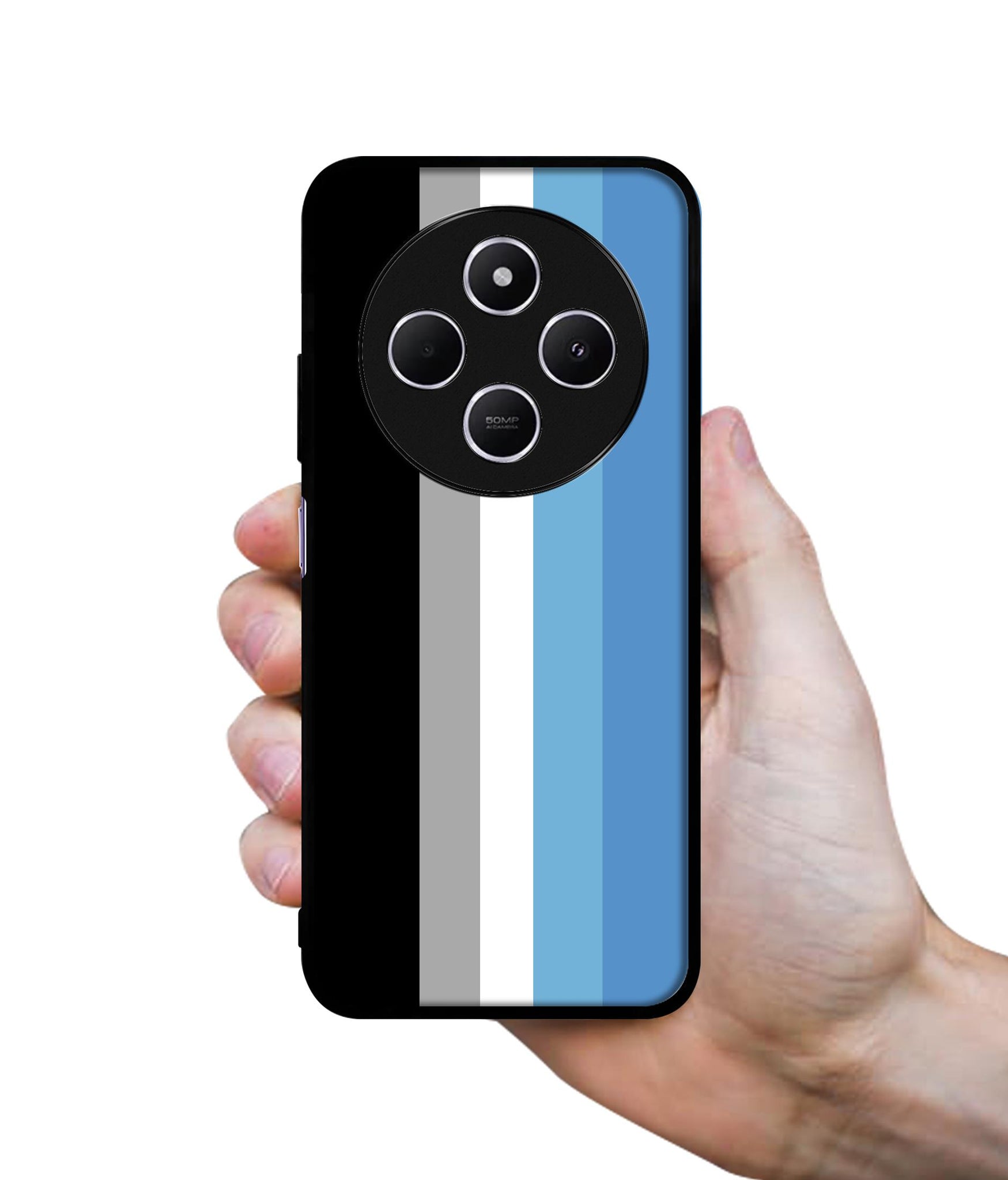 White and Blue Lines Design Designer 2D Printed Back Case Cover for Mi Redmi A4 5G / 14C 5G / 14R 5G / Poco C75 5G