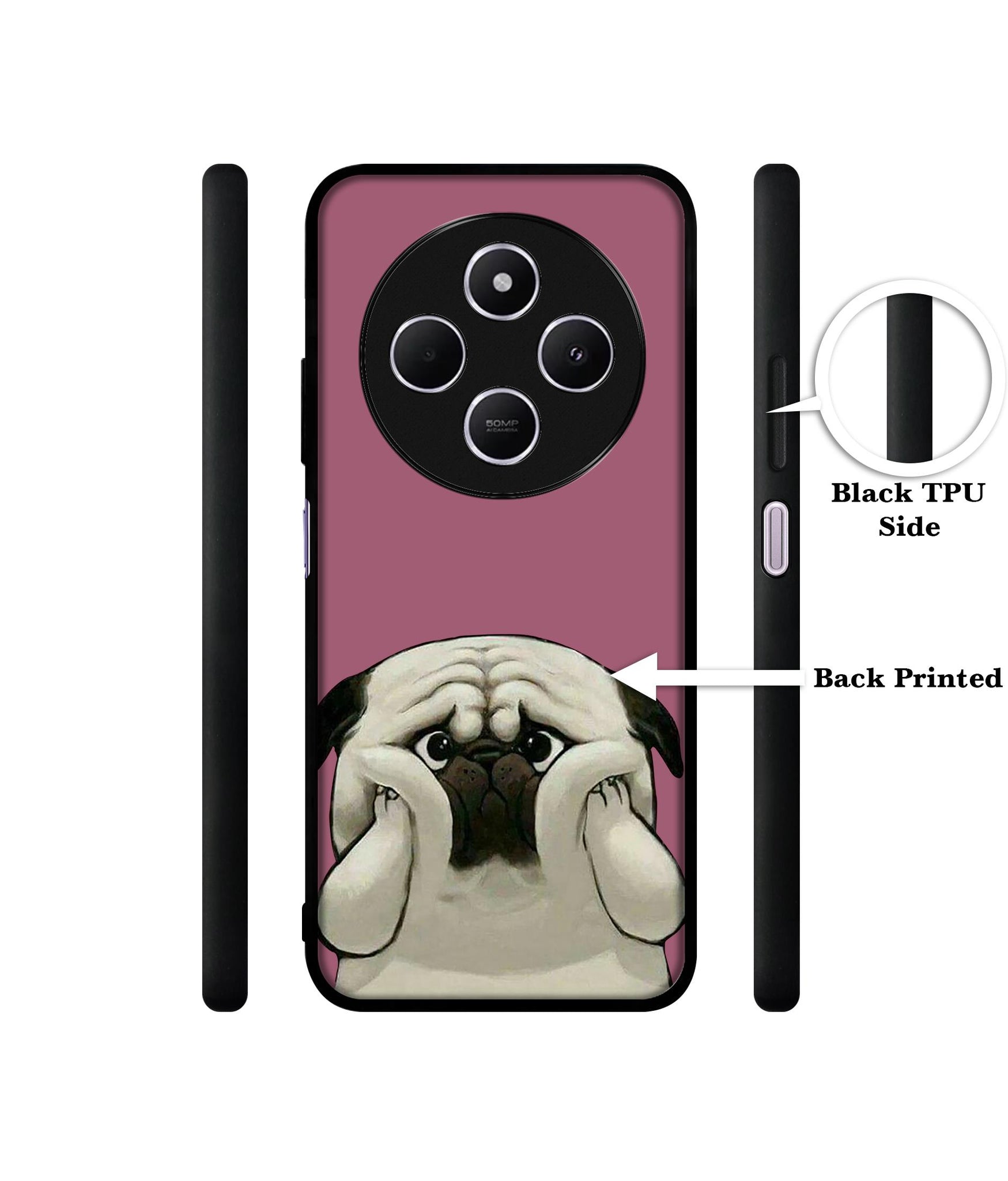 Cute Pug Holding Big Cheeks Design Designer 2D Printed Back Case Cover for Mi Redmi A4 5G / 14C 5G / 14R 5G / Poco C75 5G
