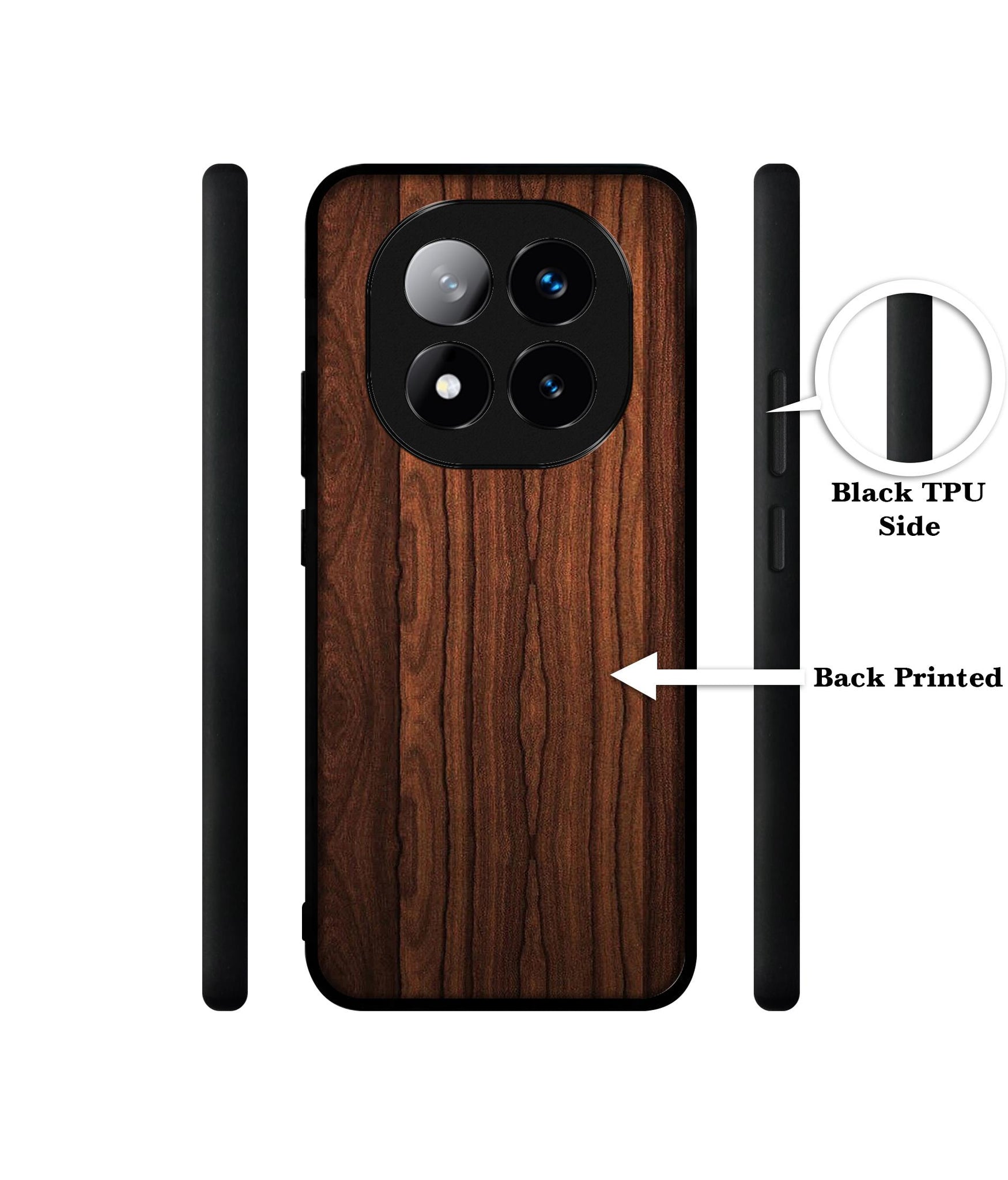 Brown Wooden Texture Design Designer 2D Printed Back Case Cover for Mi Redmi Note 14 Pro Plus 5G