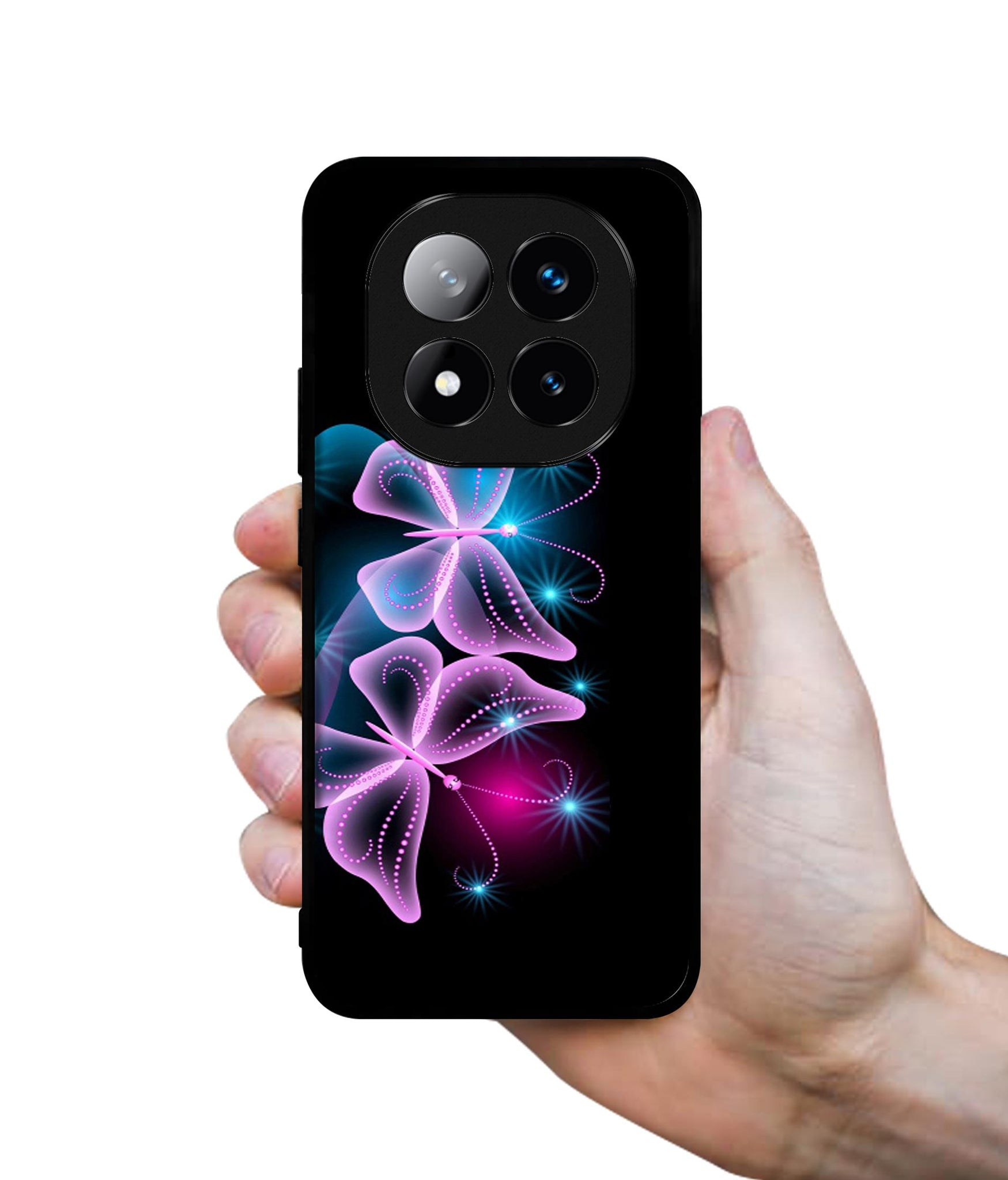 Butterflies Neon Light Design Designer 2D Printed Back Case Cover for Mi Redmi Note 14 Pro Plus 5G