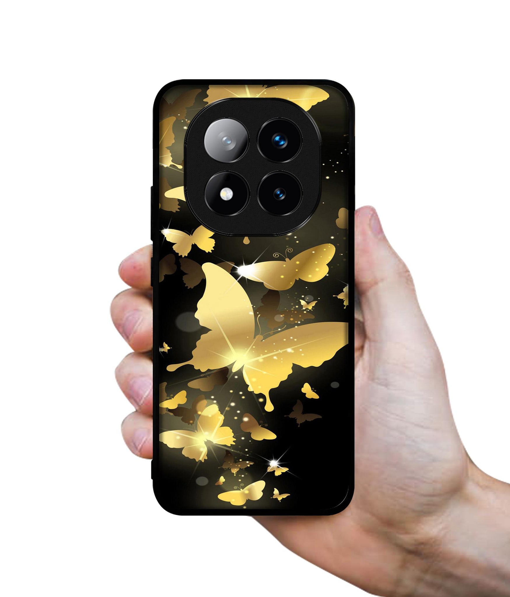 Golden Butterfly Pattern Design Designer 2D Printed Back Case Cover for Mi Redmi Note 14 Pro Plus 5G