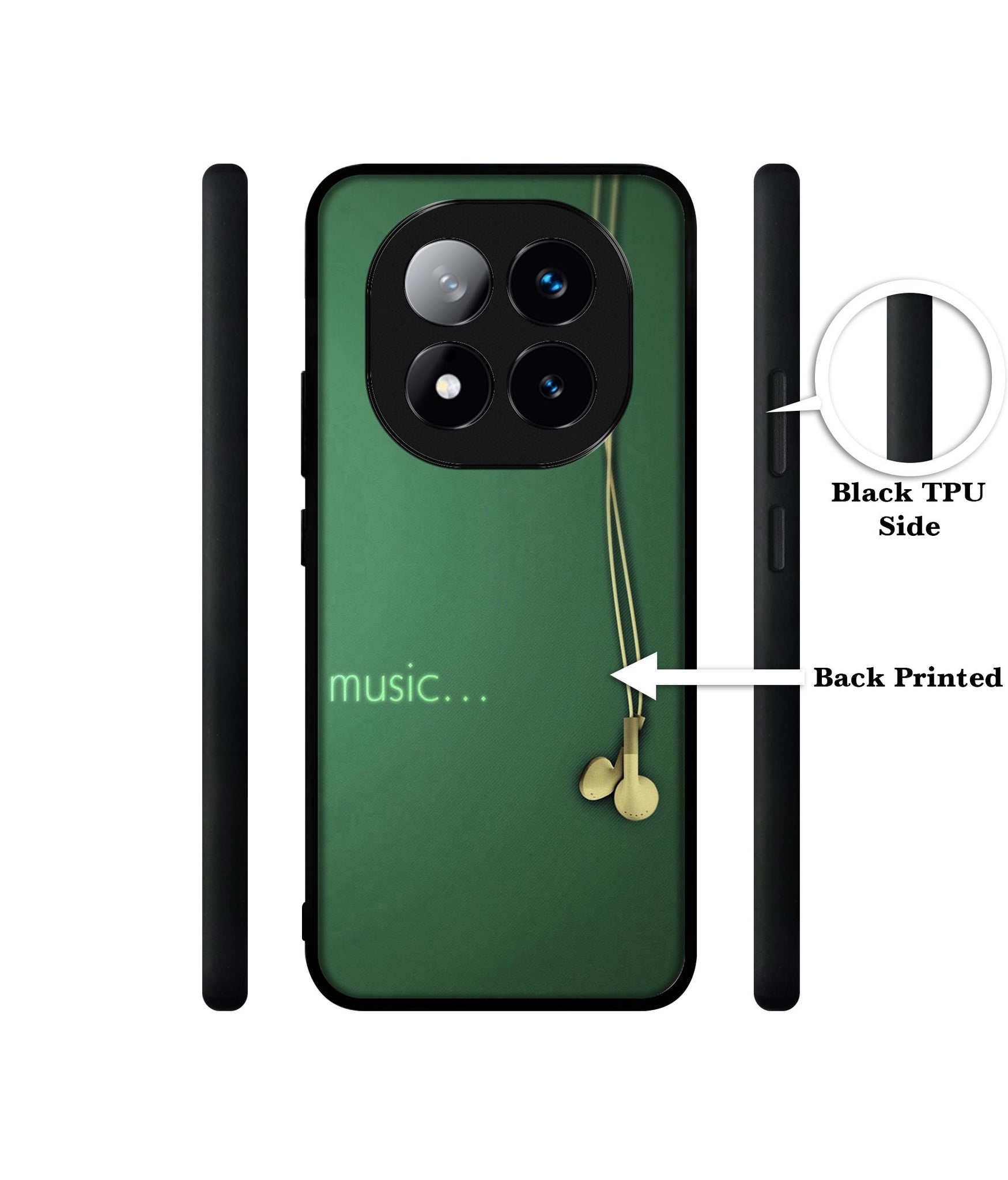 Headphone Music Design Designer 2D Printed Back Case Cover for Mi Redmi Note 14 Pro Plus 5G