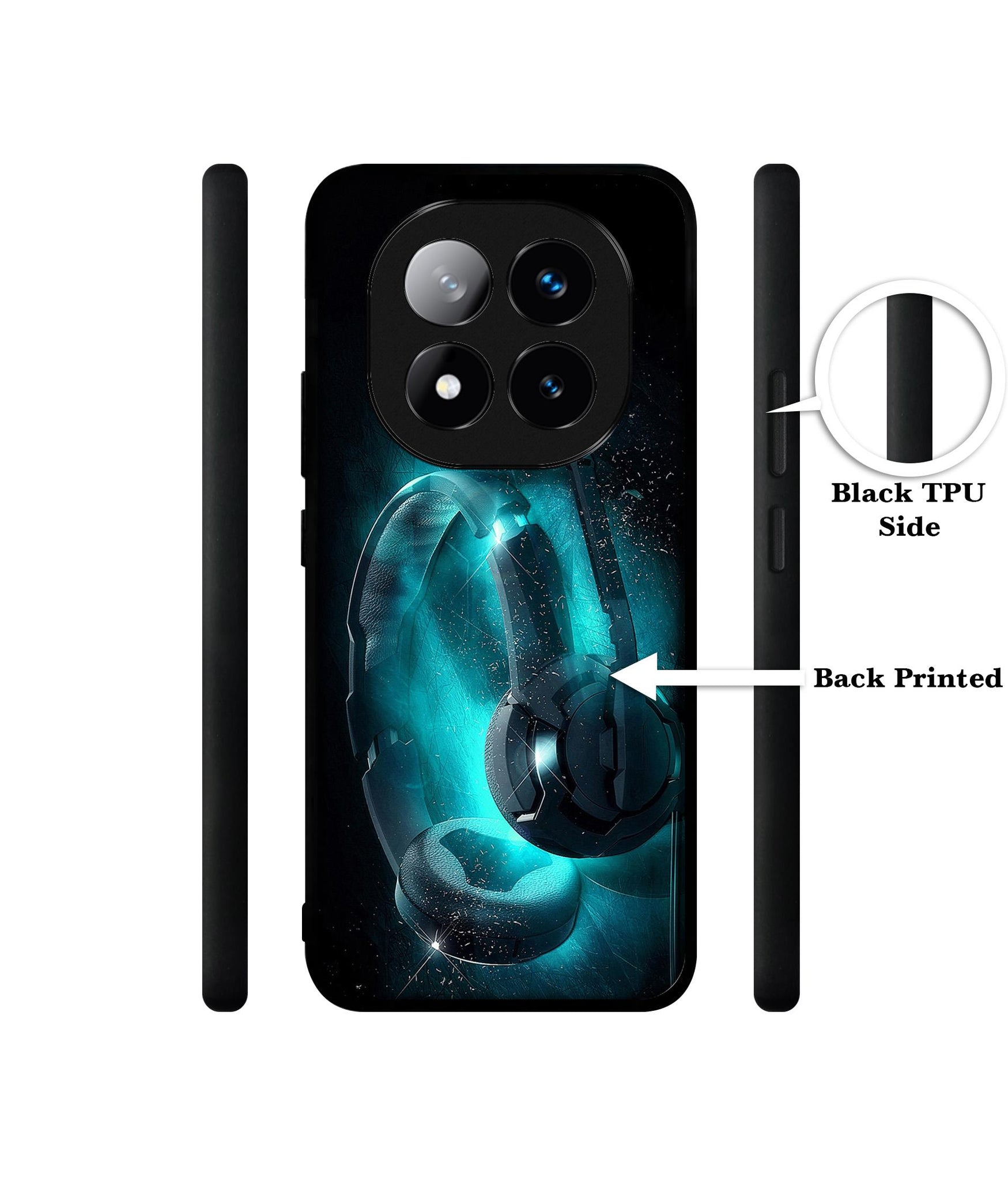 Cool Headphone Design Designer 2D Printed Back Case Cover for Mi Redmi Note 14 Pro Plus 5G