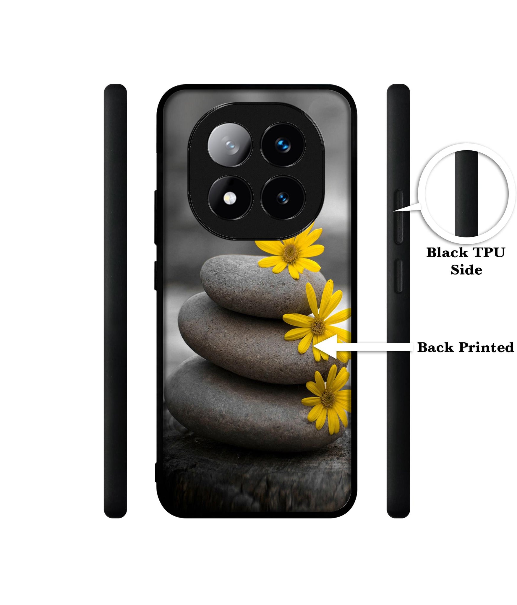 Stones And Flower Design Designer 2D Printed Back Case Cover for Mi Redmi Note 14 Pro Plus 5G