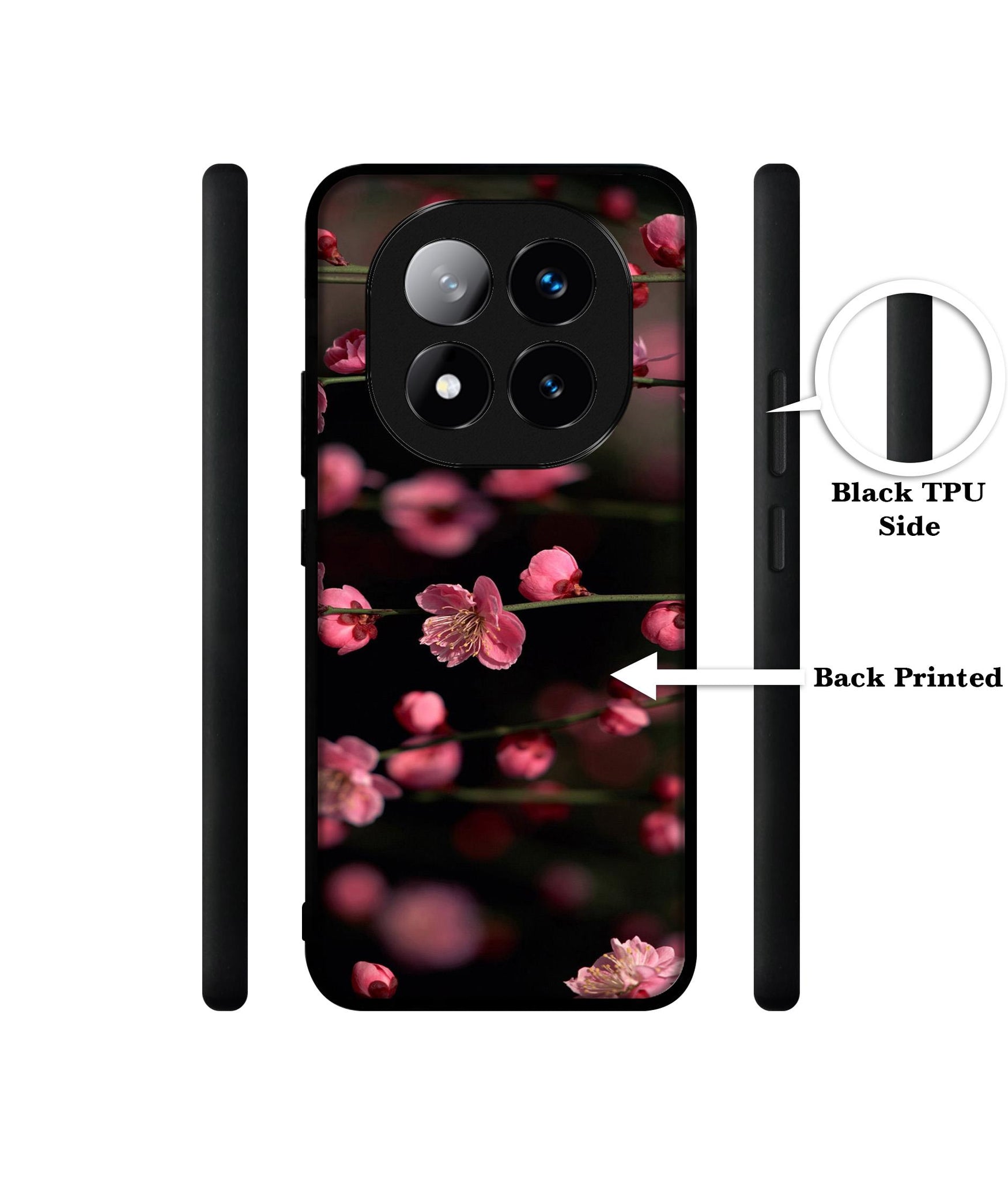 Pink Flowers Design Designer 2D Printed Back Case Cover for Mi Redmi Note 14 Pro Plus 5G