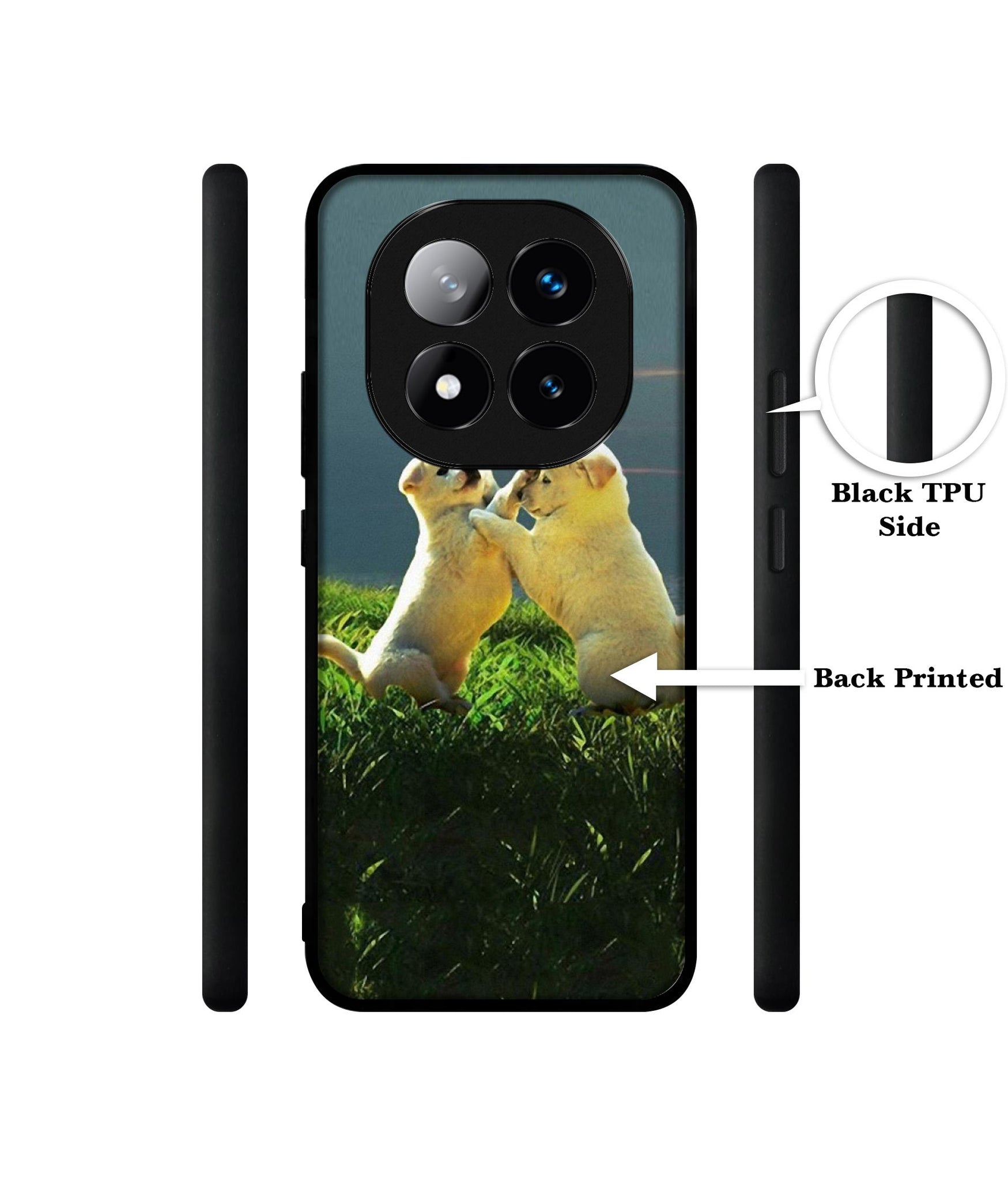 Puppy Couple Sunset Design Designer 2D Printed Back Case Cover for Mi Redmi Note 14 Pro Plus 5G