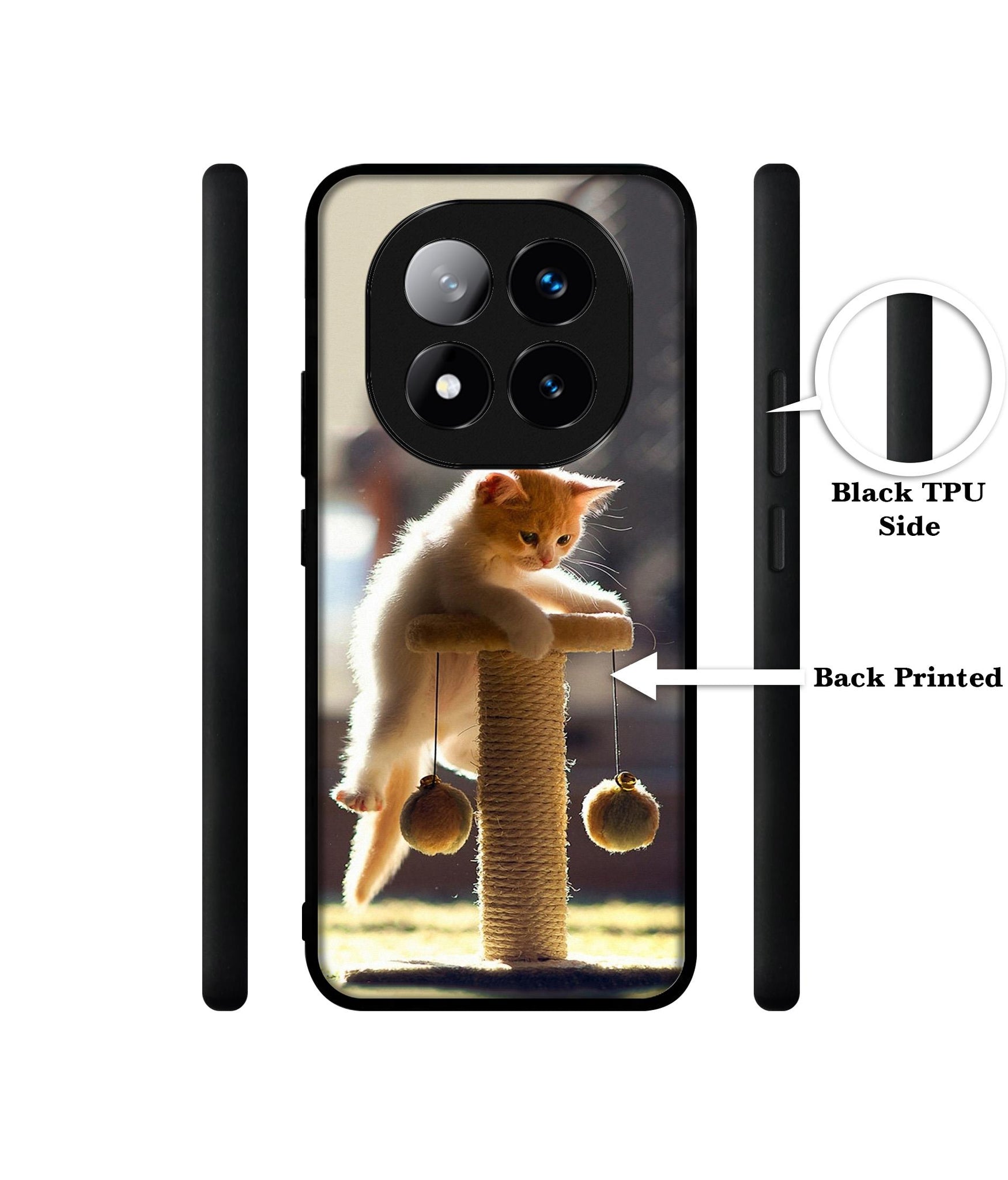 Cat Climbing Design Designer 2D Printed Back Case Cover for Mi Redmi Note 14 Pro Plus 5G