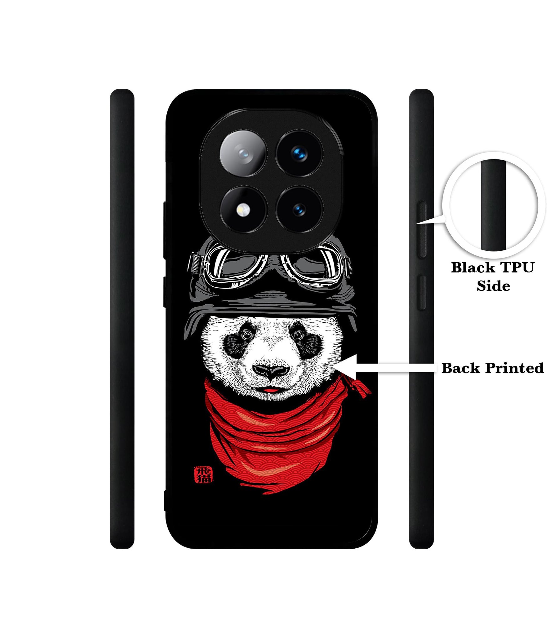 Biker Panda Design Designer 2D Printed Back Case Cover for Mi Redmi Note 14 Pro Plus 5G