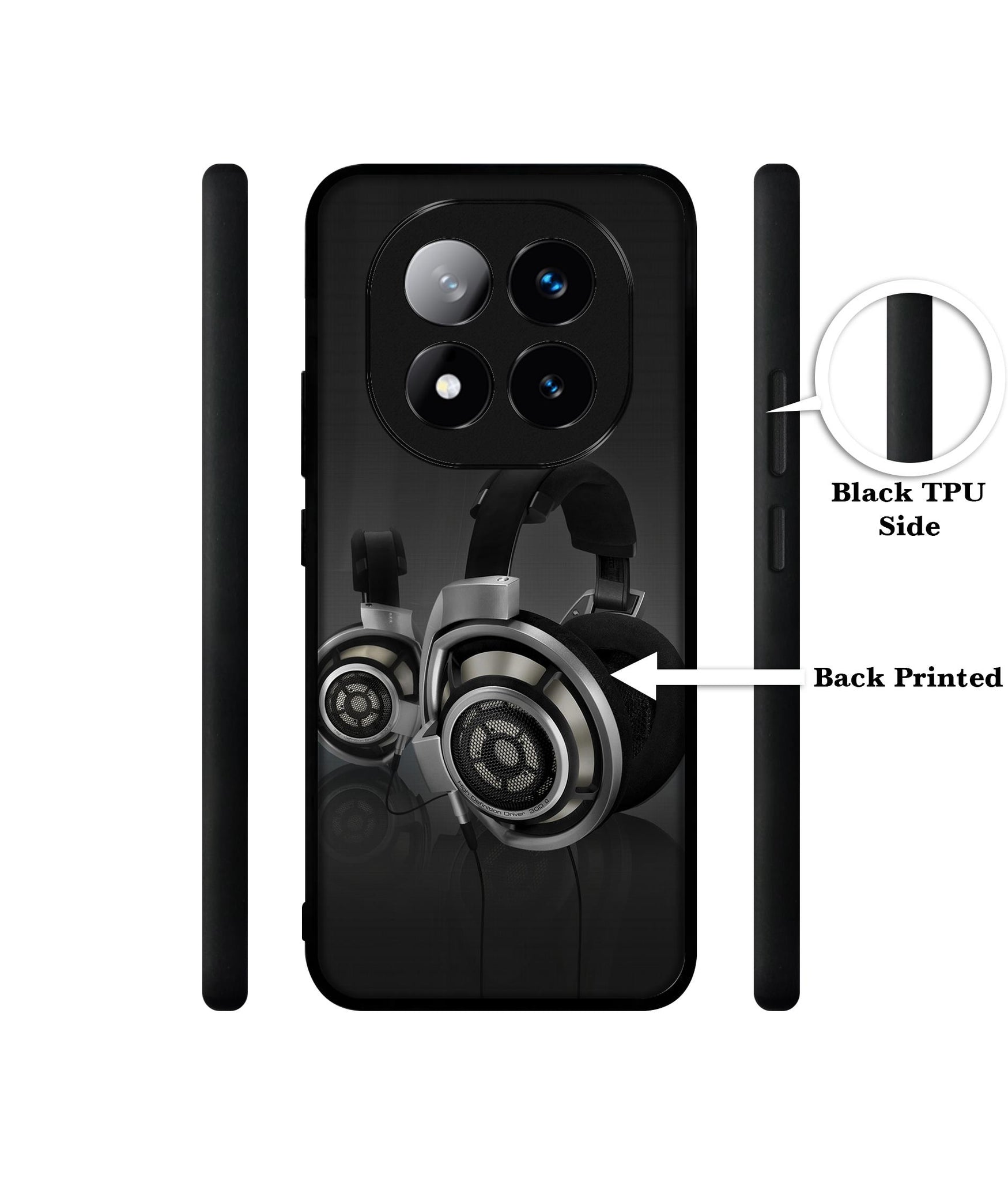 Head Phone Design Designer 2D Printed Back Case Cover for Mi Redmi Note 14 Pro Plus 5G