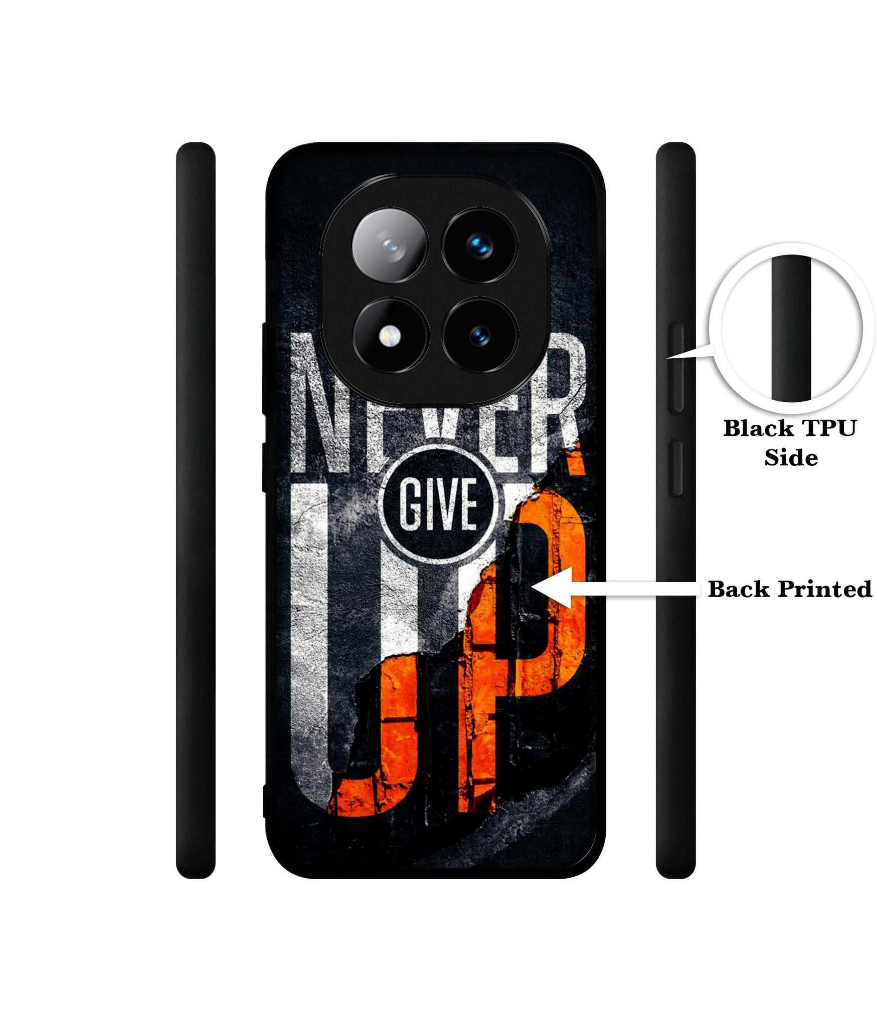 Never Give Up Design Designer 2D Printed Back Case Cover for Mi Redmi Note 14 Pro Plus 5G