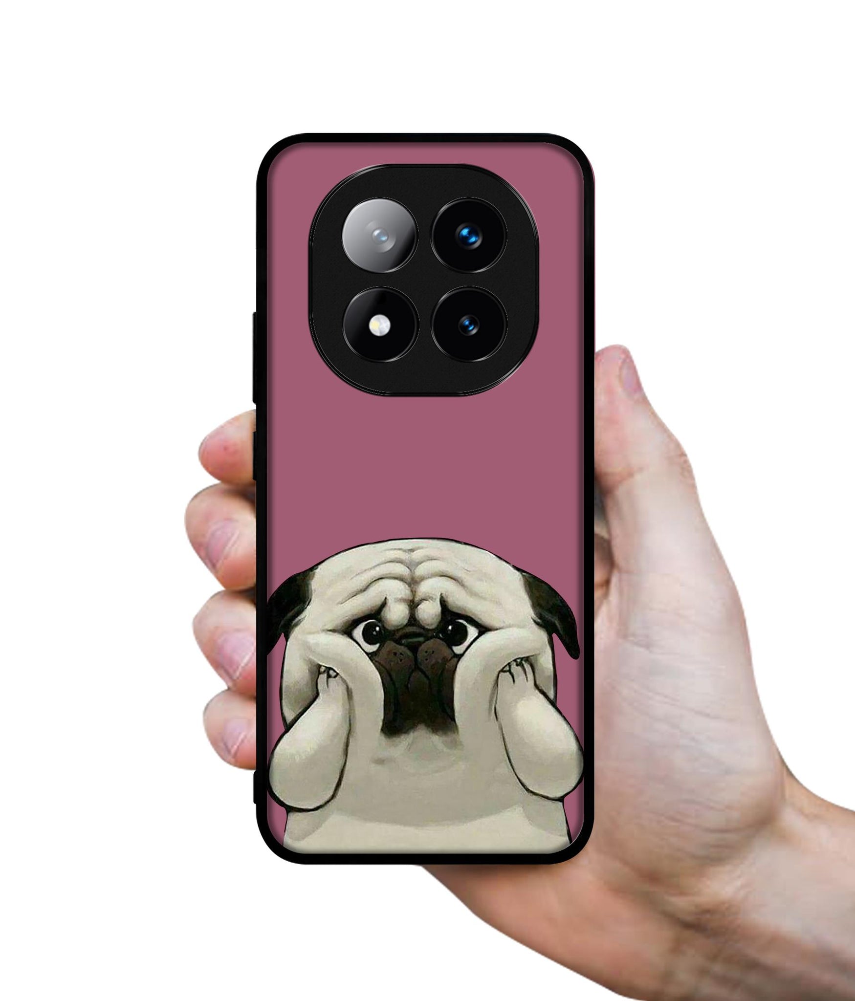 Cute Pug Holding Big Cheeks Design Designer 2D Printed Back Case Cover for Mi Redmi Note 14 Pro Plus 5G