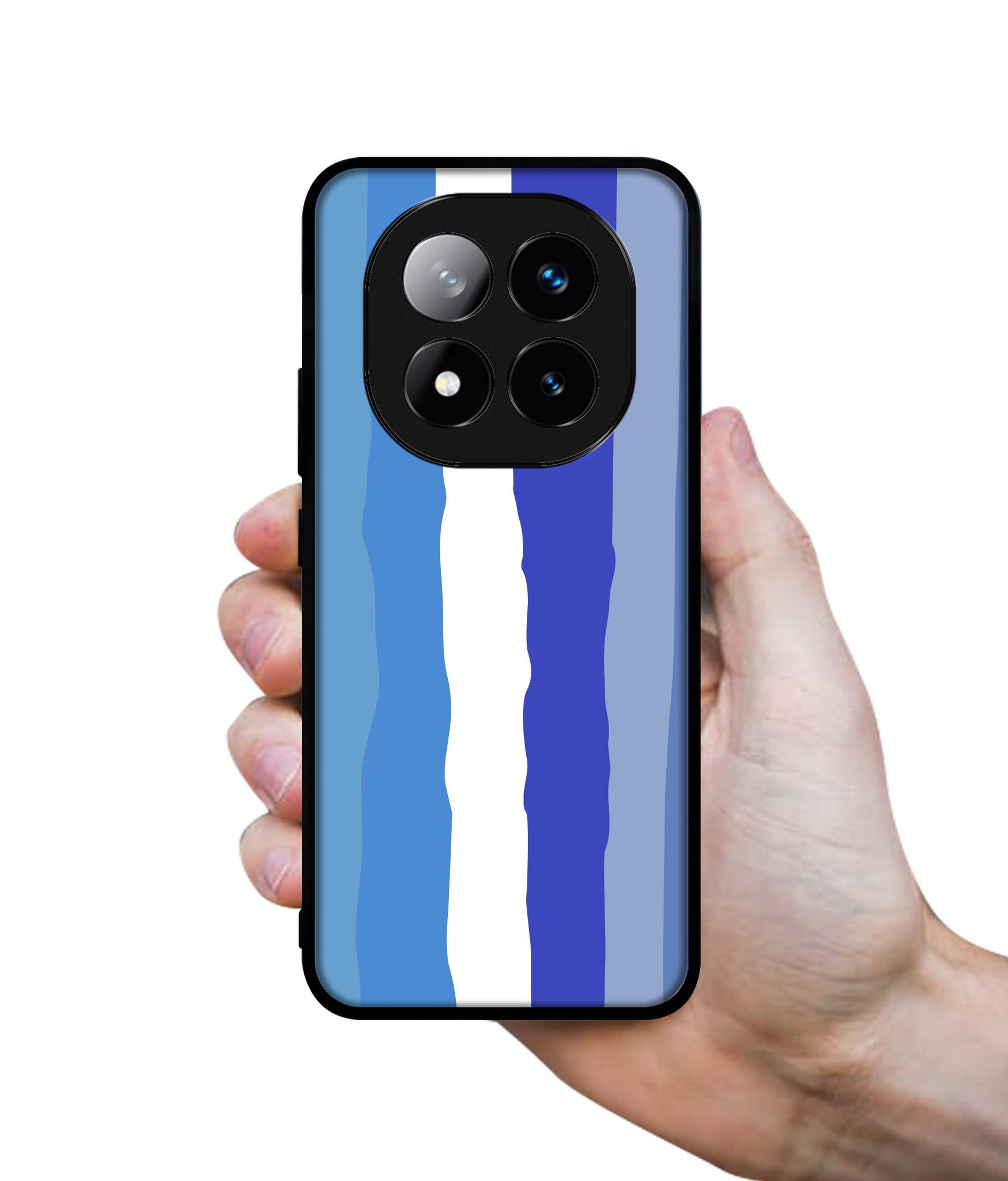 Blue Stripes Rainbow Design Designer 2D Printed Back Case Cover for Mi Redmi Note 14 Pro Plus 5G