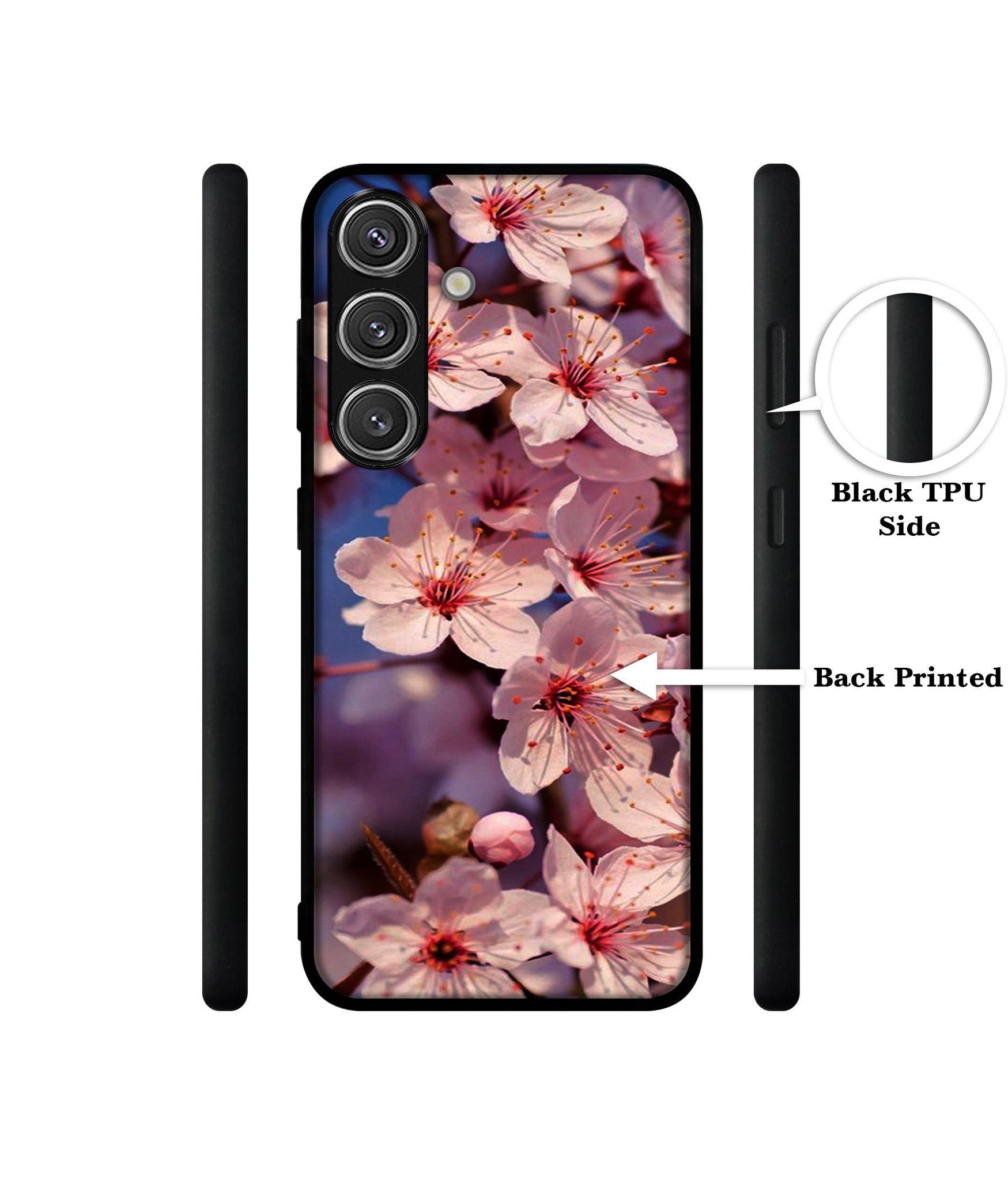 Pink Flowers Pattern Design Designer 2D Printed Back Case Cover for Samsung Galaxy S25 Plus 5G