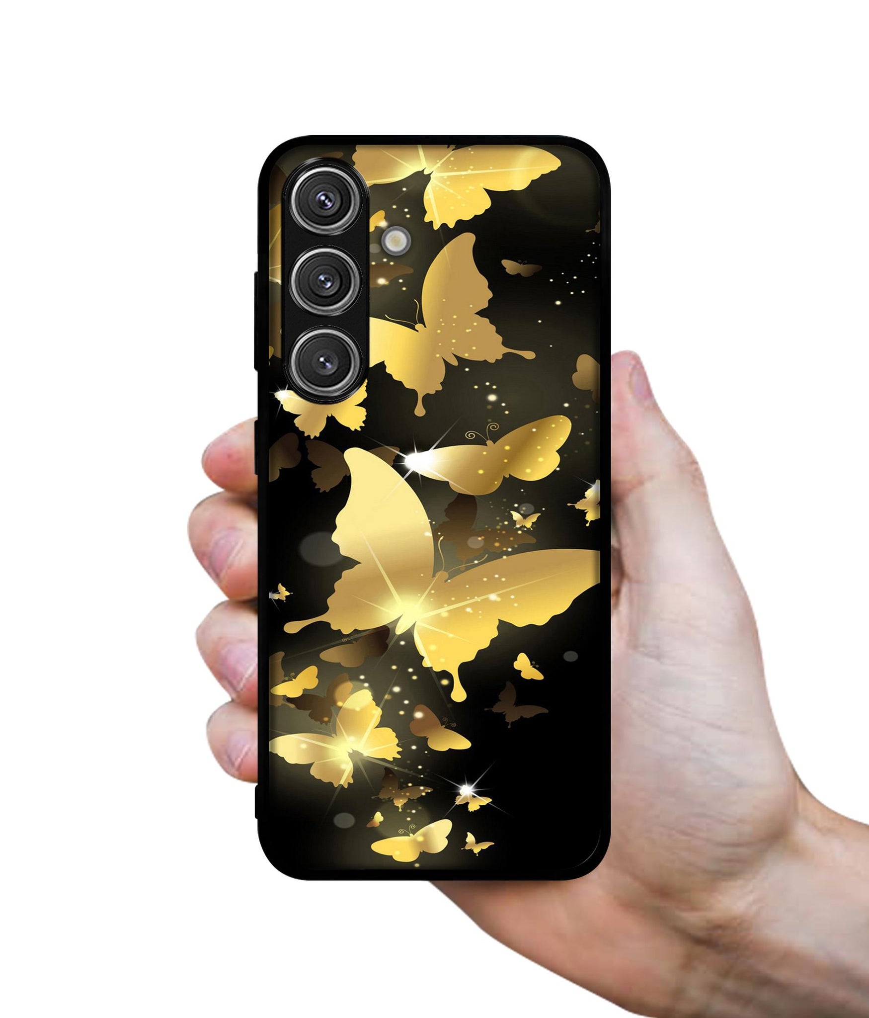 Golden Butterfly Pattern Design Designer 2D Printed Back Case Cover for Samsung Galaxy S25 Plus 5G