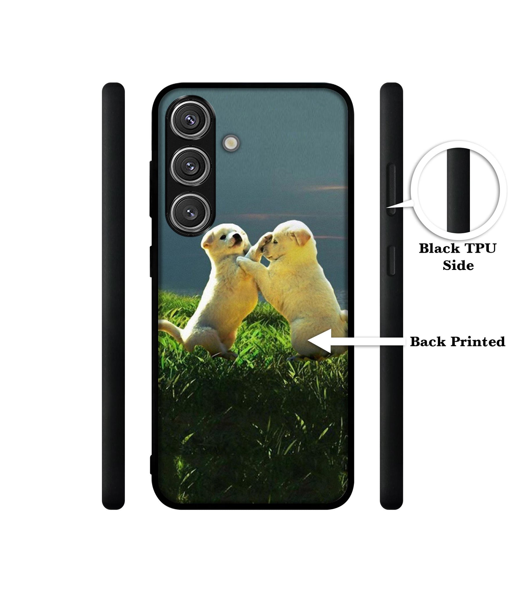 Puppy Couple Sunset Design Designer 2D Printed Back Case Cover for Samsung Galaxy S25 Plus 5G