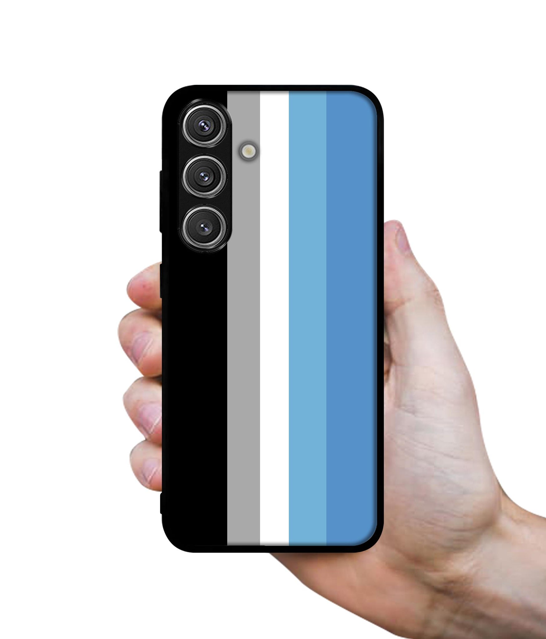 White and Blue Lines Design Designer 2D Printed Back Case Cover for Samsung Galaxy S25 Plus 5G
