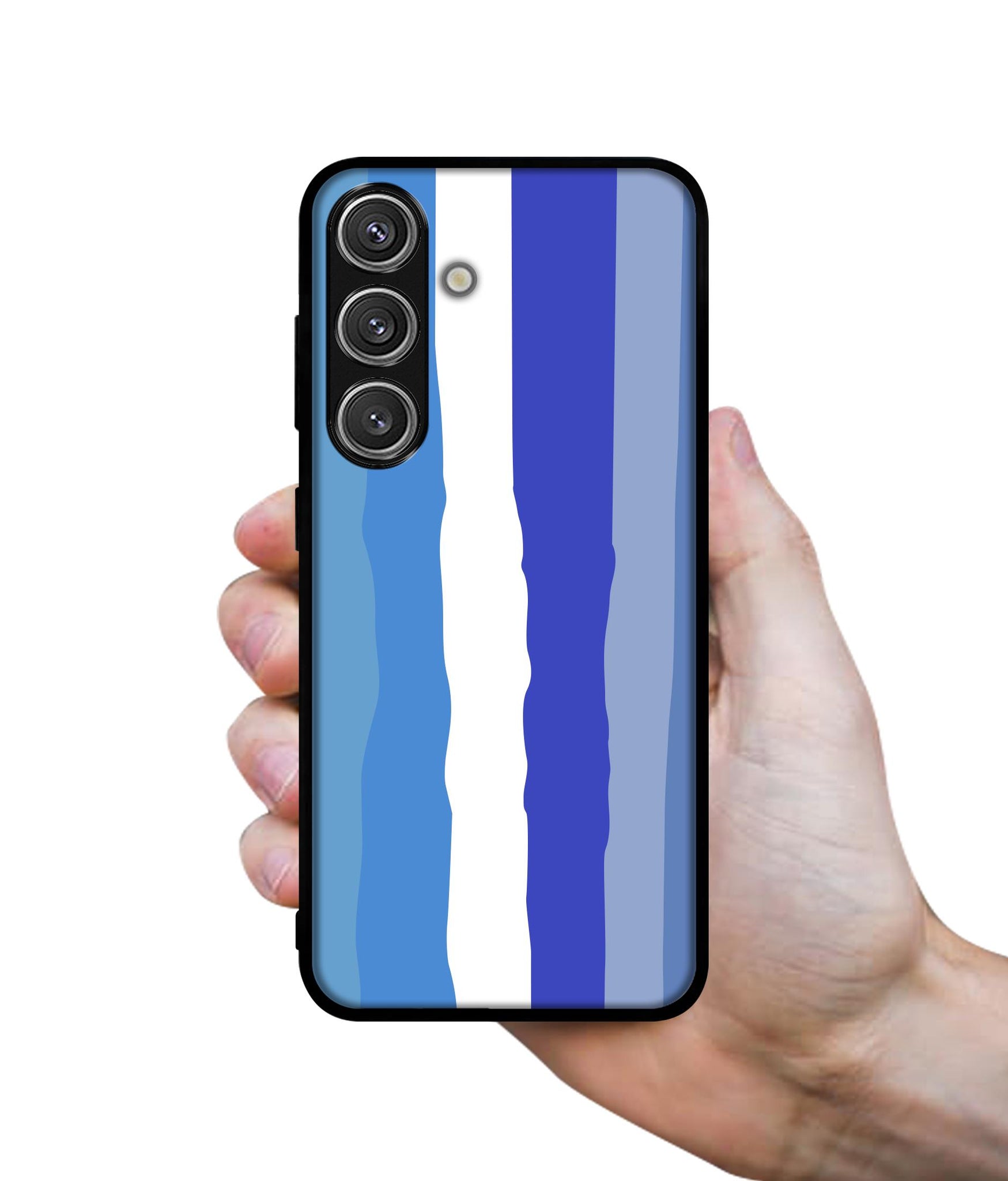 Blue Stripes Rainbow Design Designer 2D Printed Back Case Cover for Samsung Galaxy S25 Plus 5G