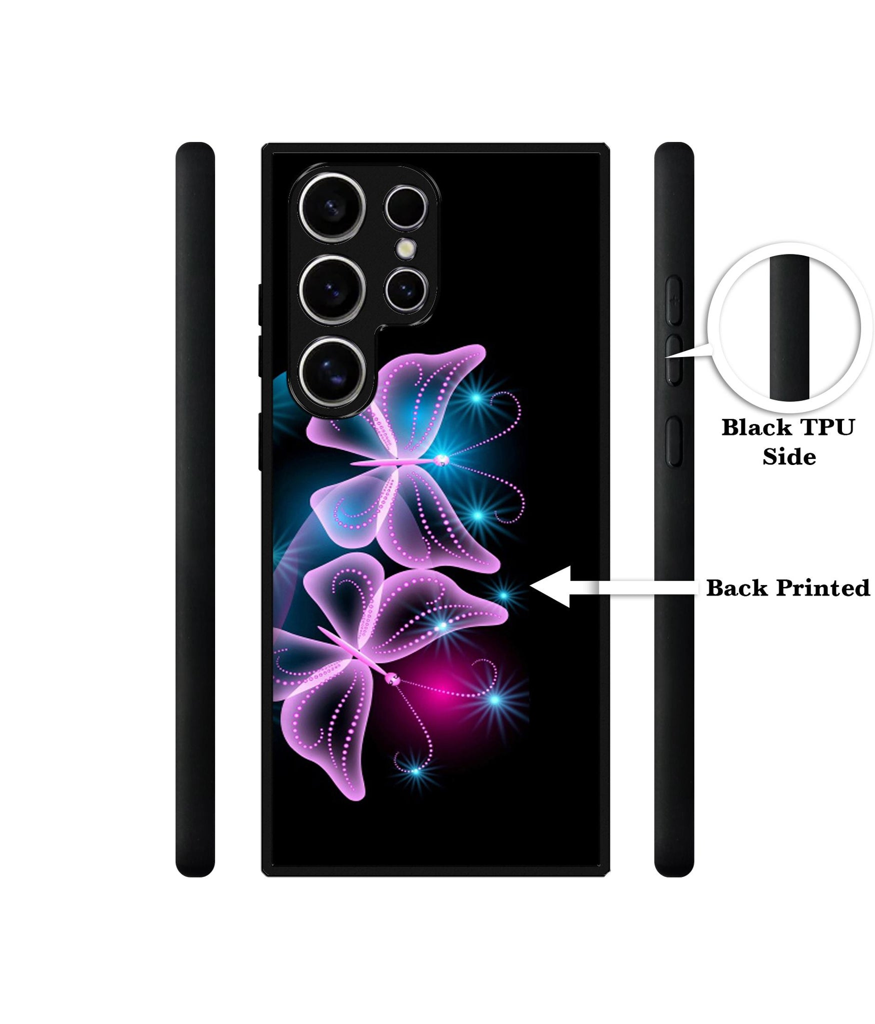 Butterflies Neon Light Design Designer 2D Printed Back Case Cover for Samsung Galaxy S25 Ultra 5G