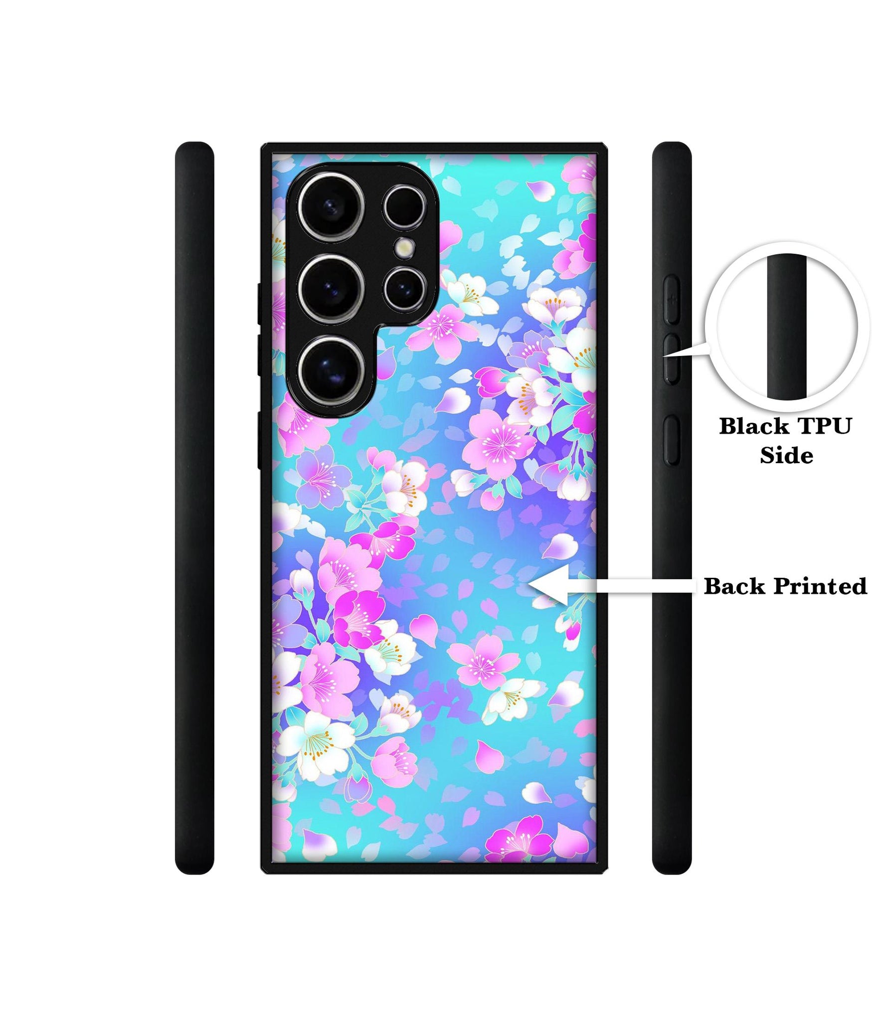 Floral Blue Pattern Design Designer 2D Printed Back Case Cover for Samsung Galaxy S25 Ultra 5G