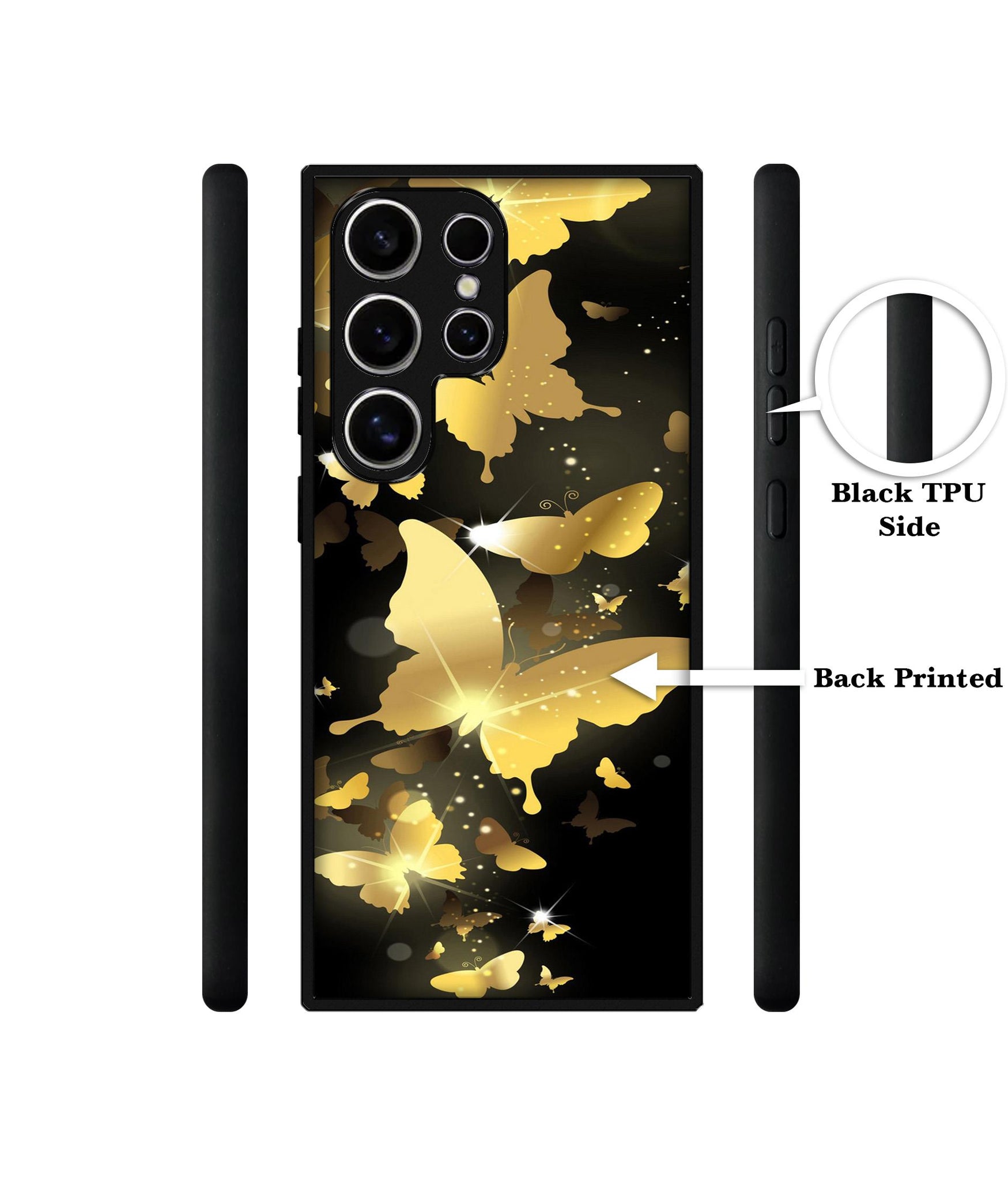 Golden Butterfly Pattern Design Designer 2D Printed Back Case Cover for Samsung Galaxy S25 Ultra 5G
