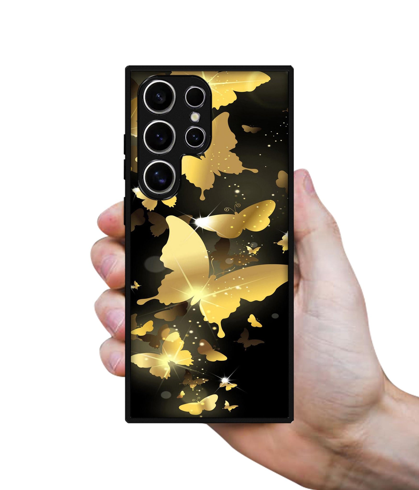 Golden Butterfly Pattern Design Designer 2D Printed Back Case Cover for Samsung Galaxy S25 Ultra 5G